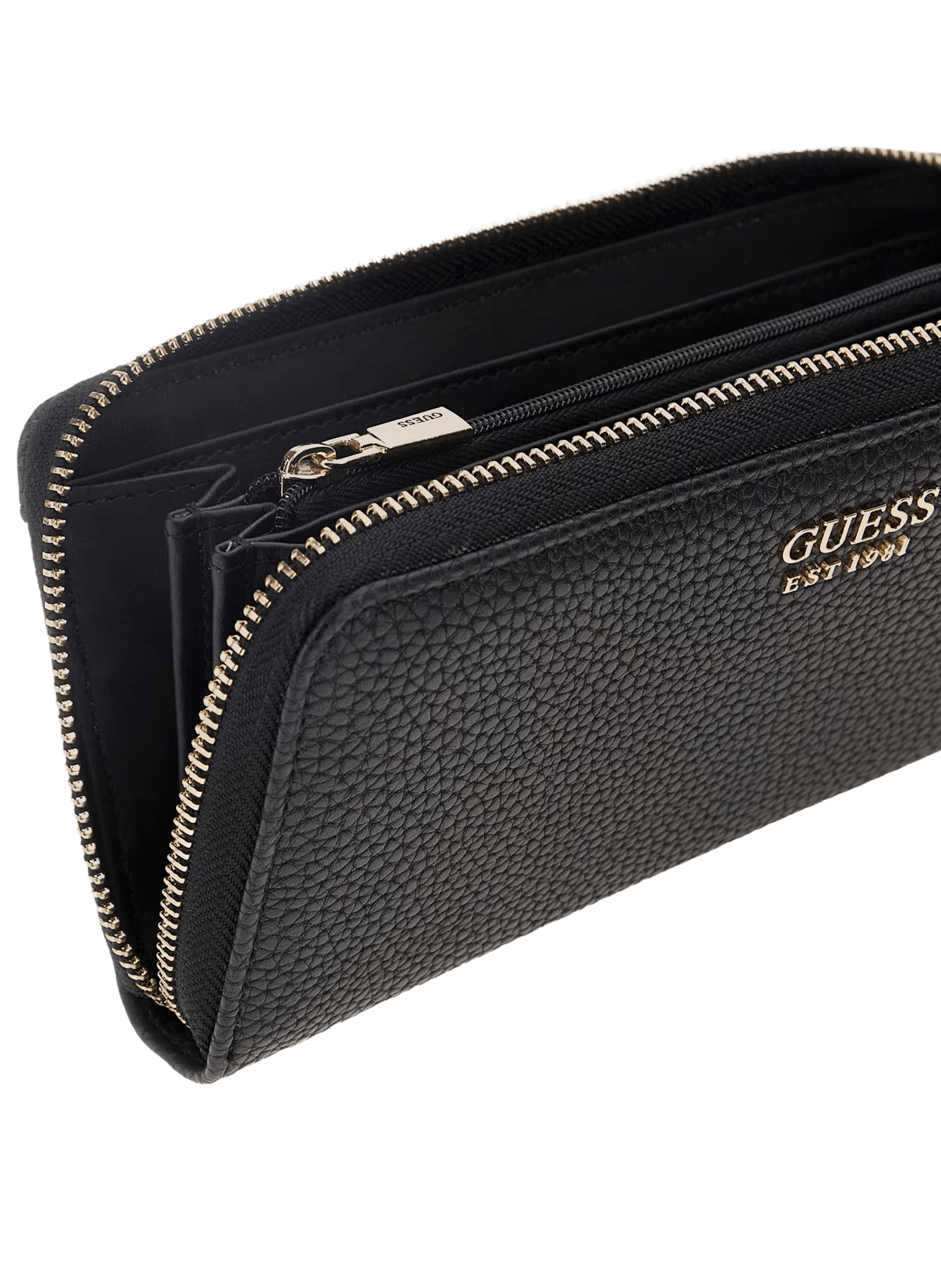 Portefeuille zip grainé GUESS Noir