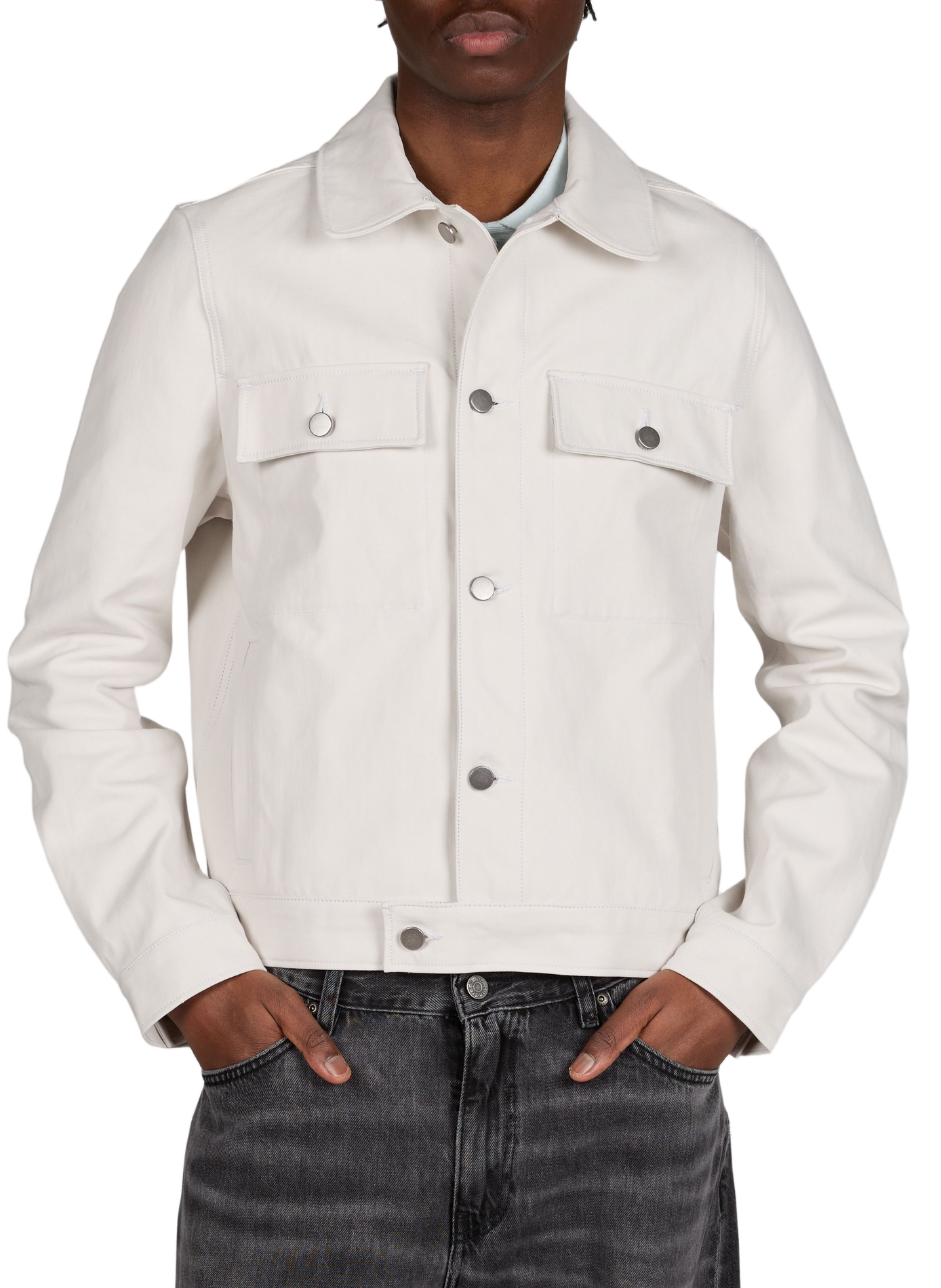 Veste droite en denim de coton SAISON 1865 Beige