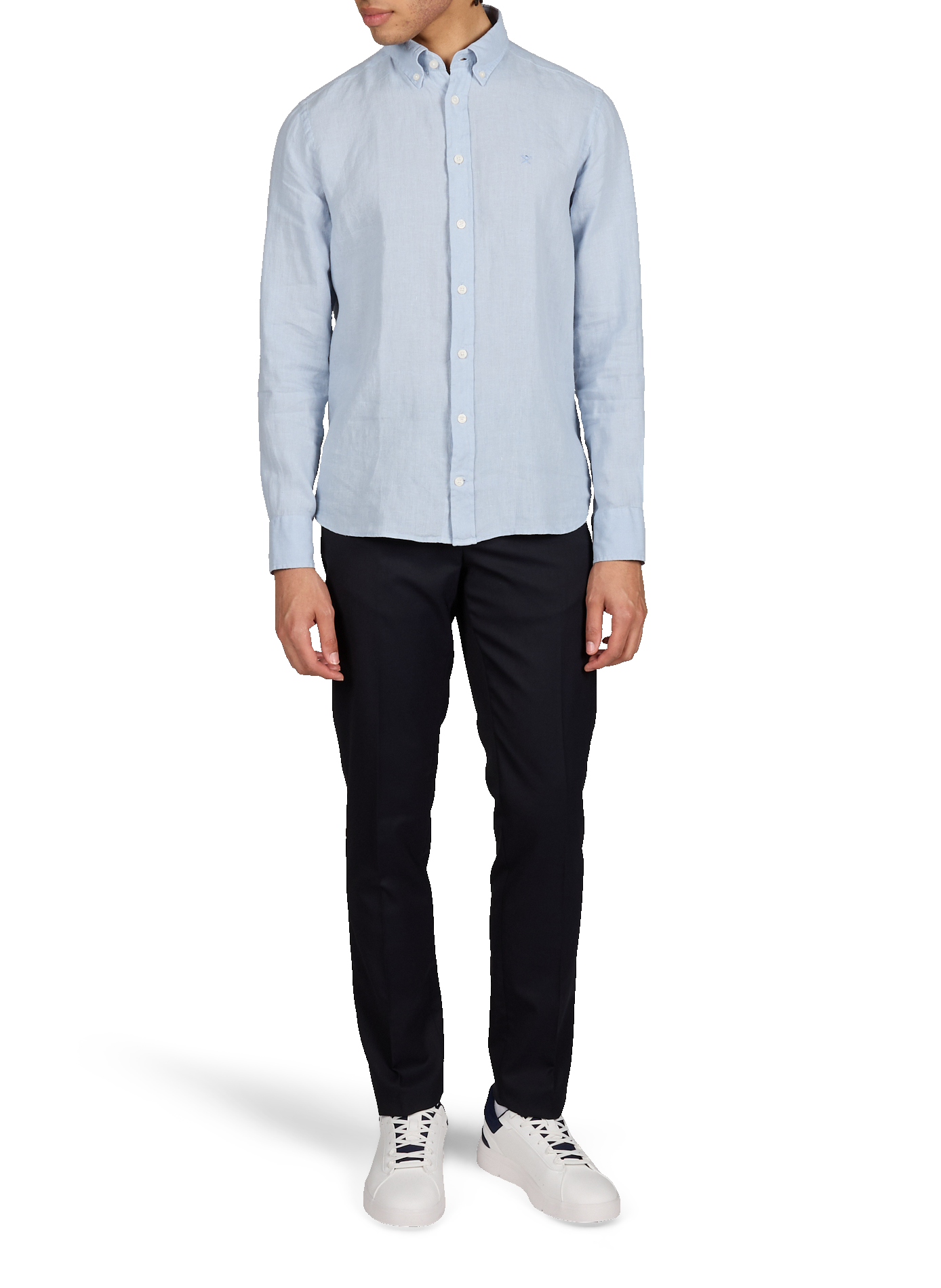 Chemise droite col américain en lin HACKETT Bleu