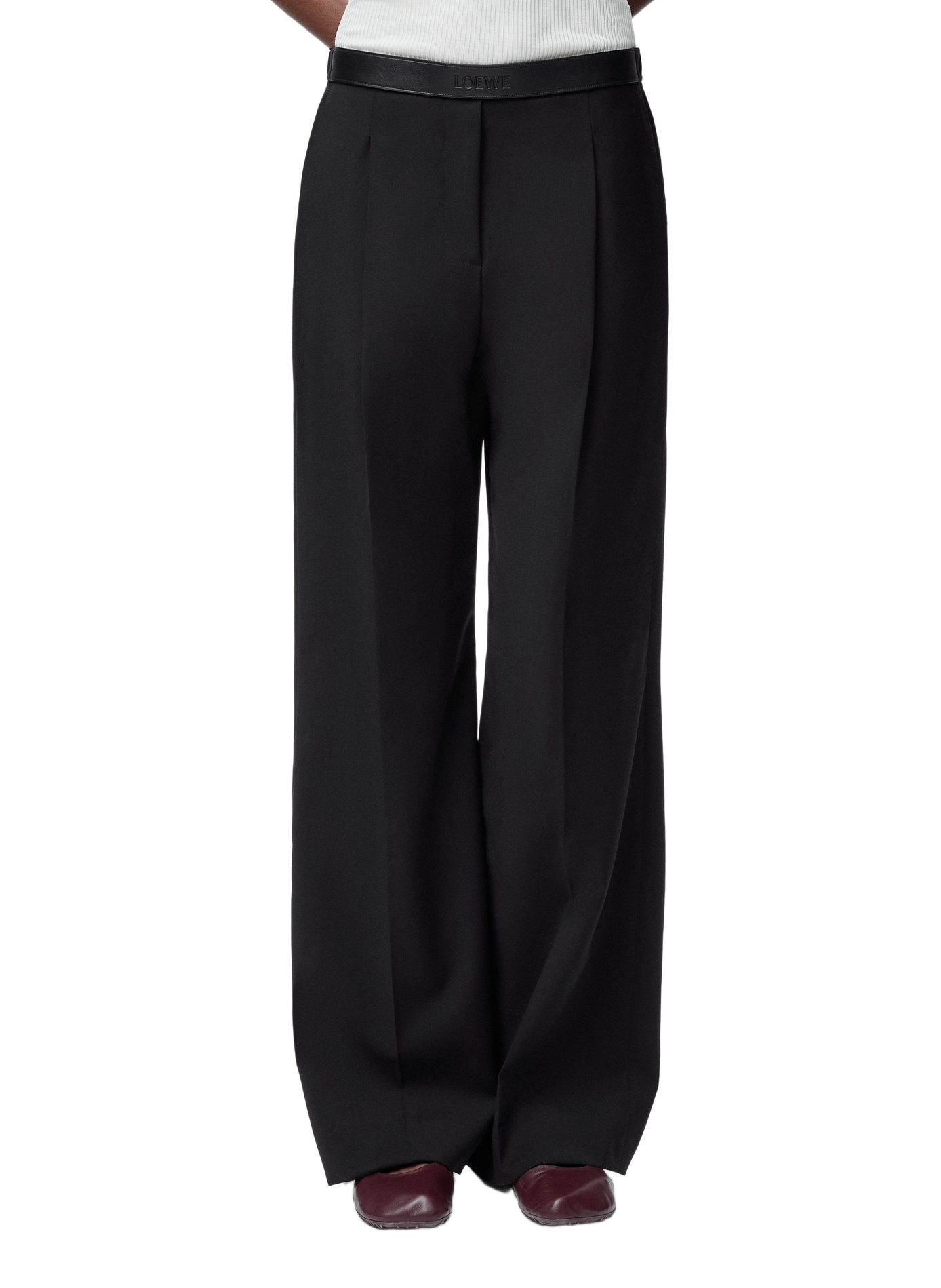 Pantalon tailleur fluide en laine LOEWE Noir