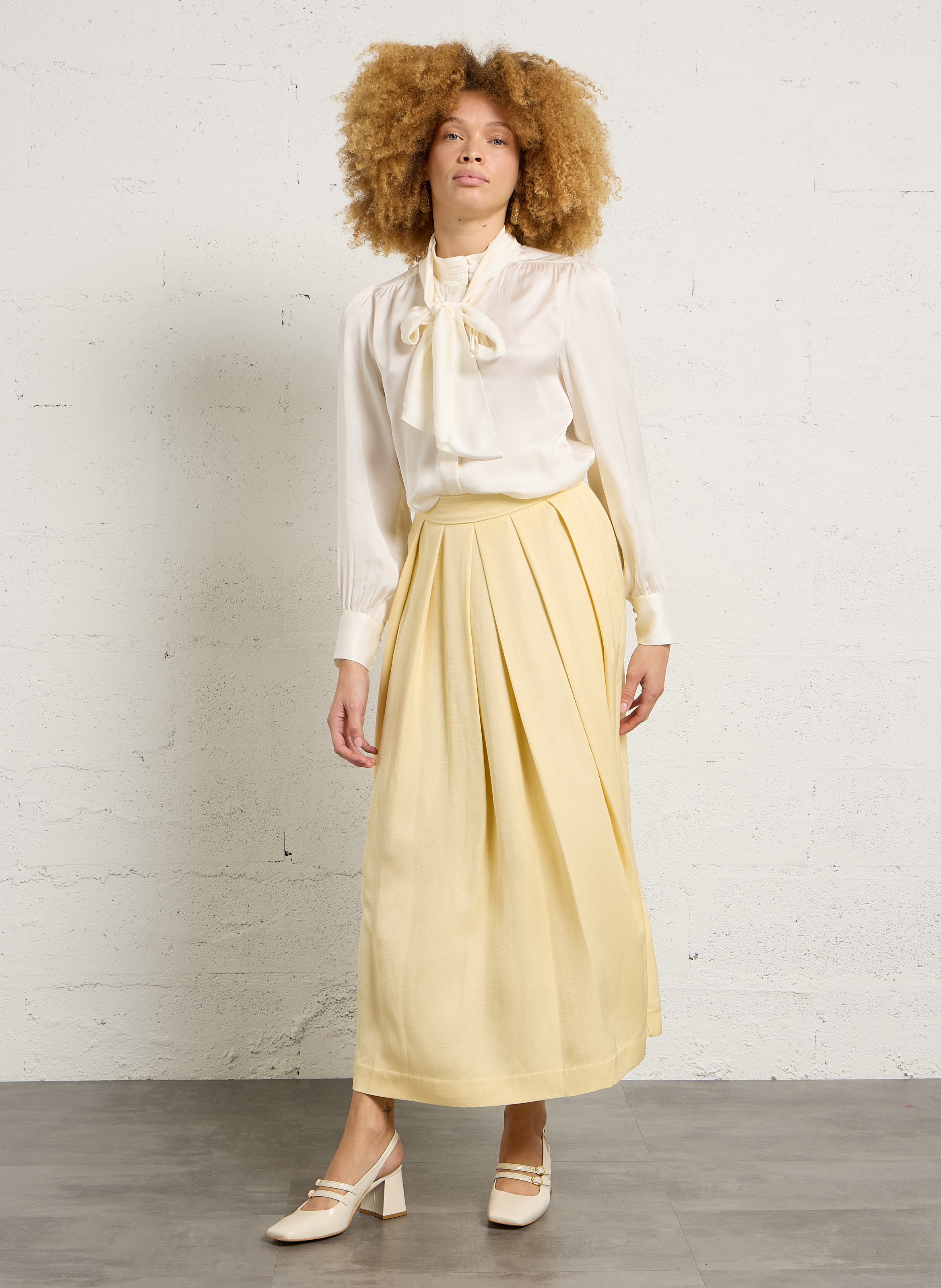 Chemise droite col lavallière satinée spirit MAISON 123 Beige