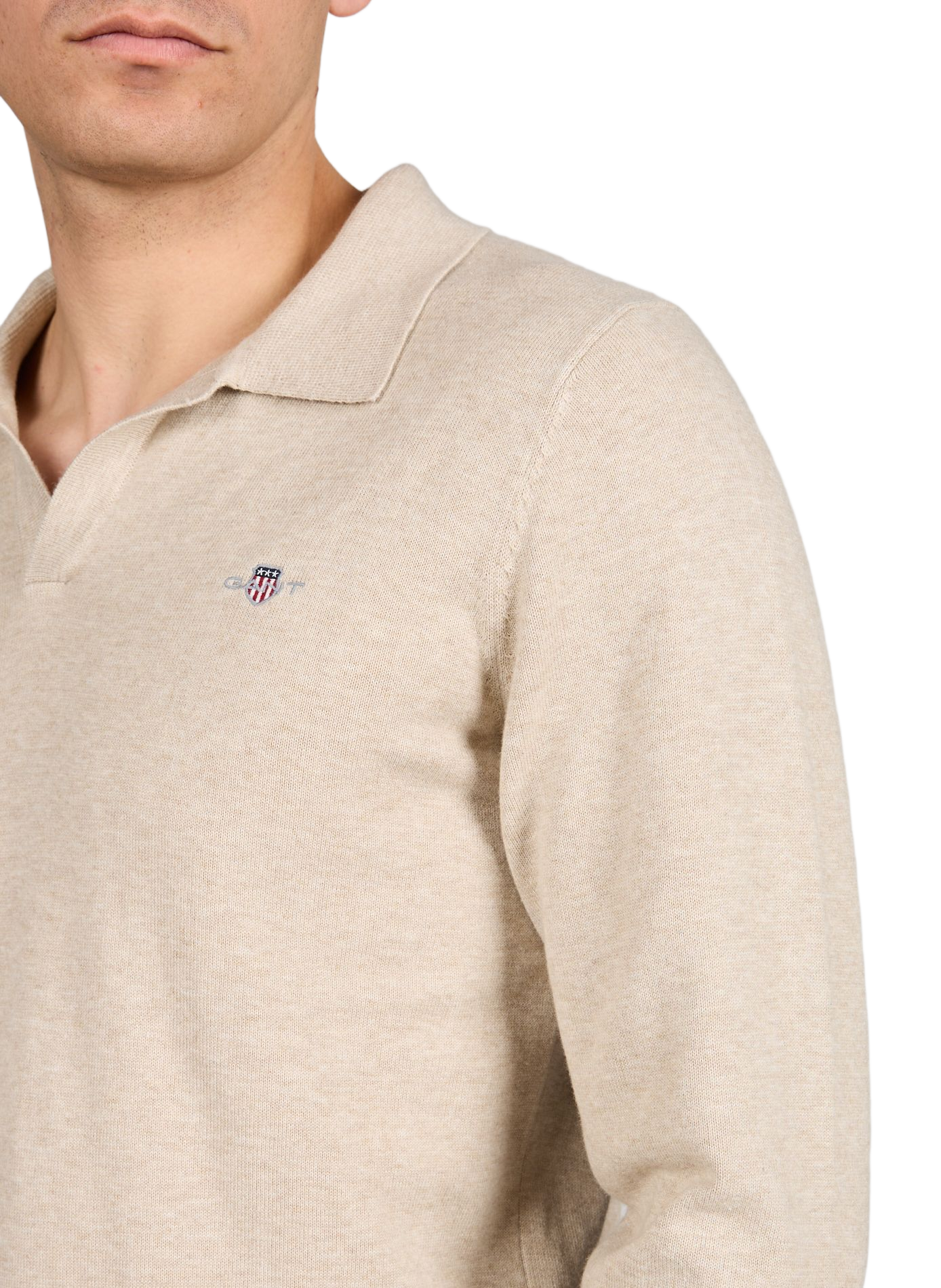 Polo classique à manches longues en coton GANT Beige