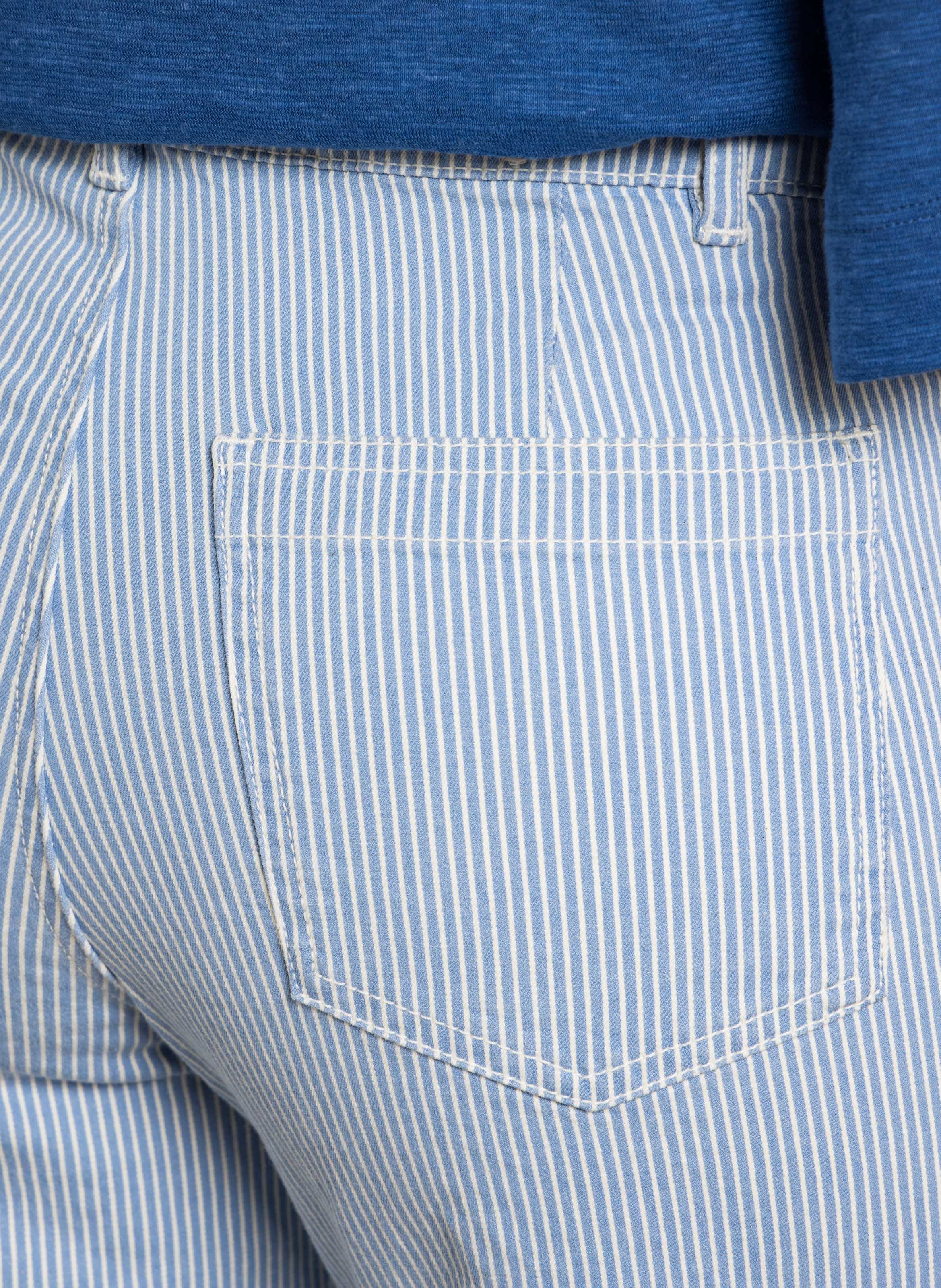 Jean cropped en coton mélangé rayé roma bis MAISON 123 Bleu