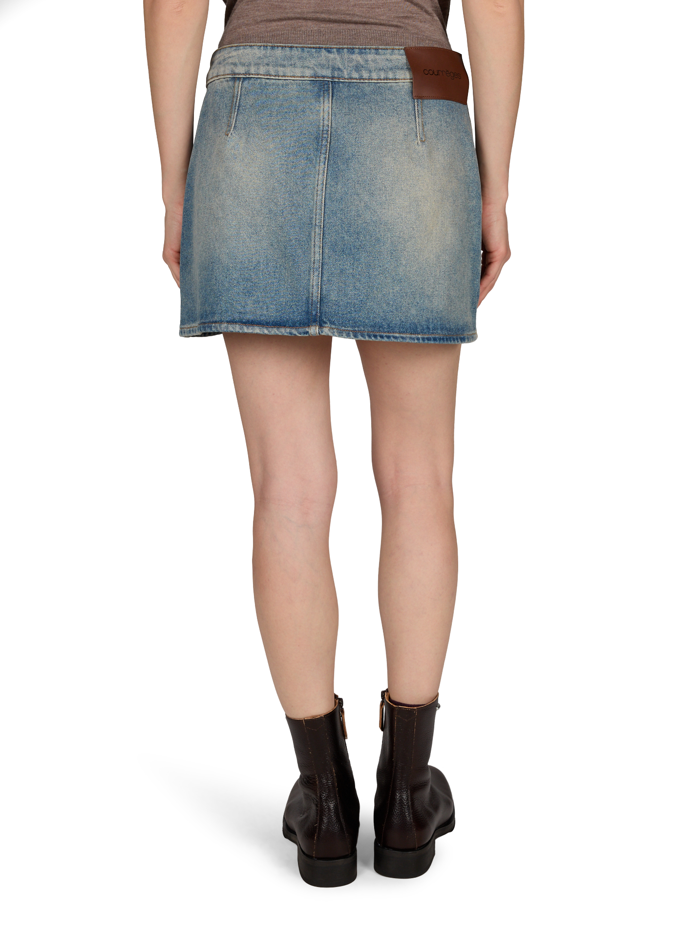 Mini jupe en denim de coton COURRÈGES Bleu