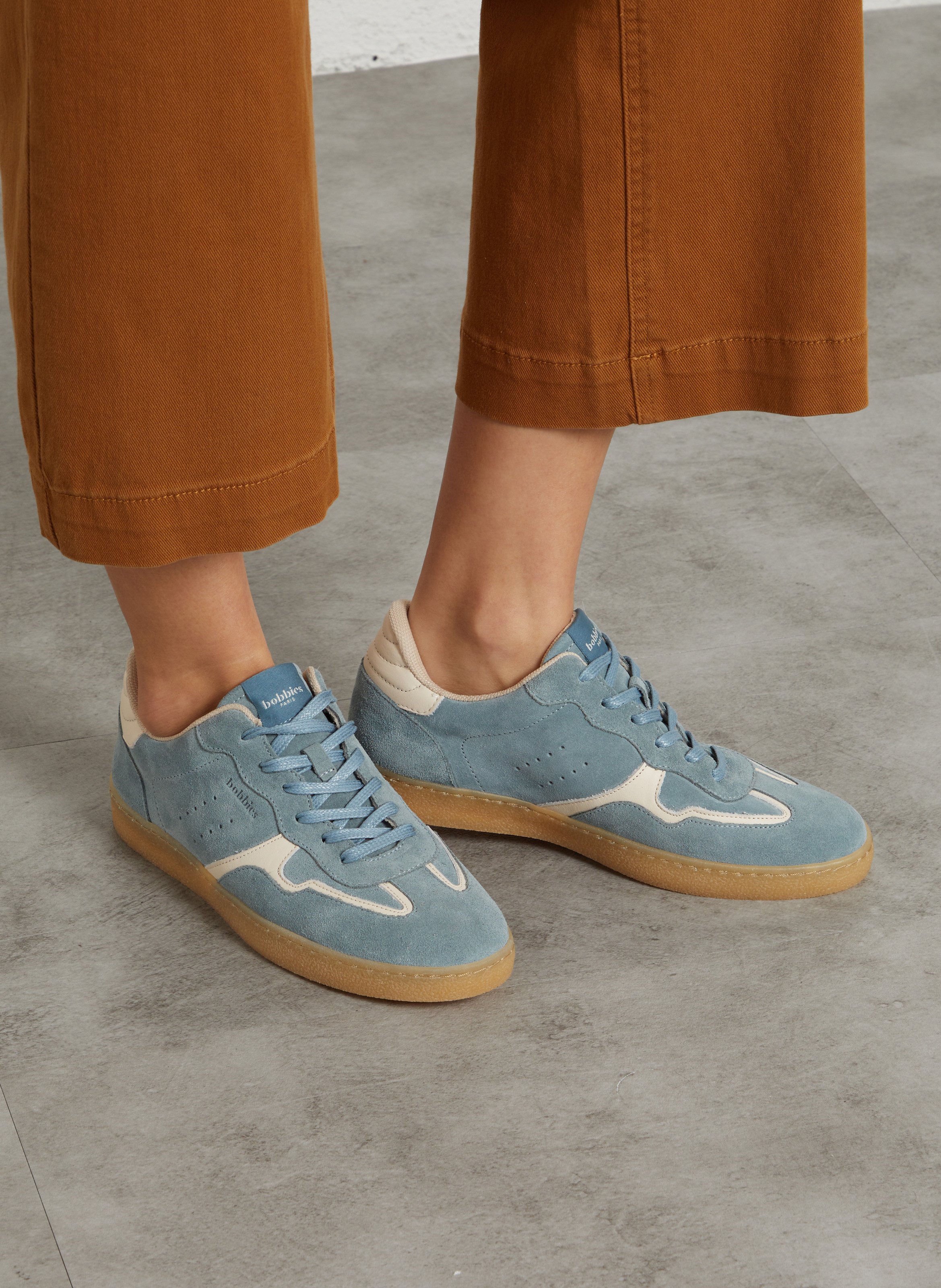 Baskets basses en cuir velours miles BOBBIES Bleu