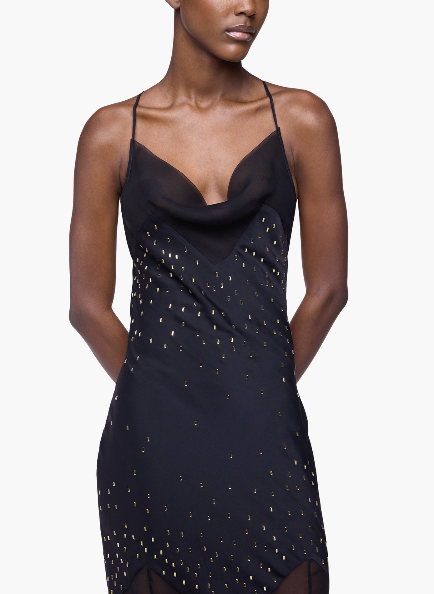 Longue robe avec ornements RABANNE Noir
