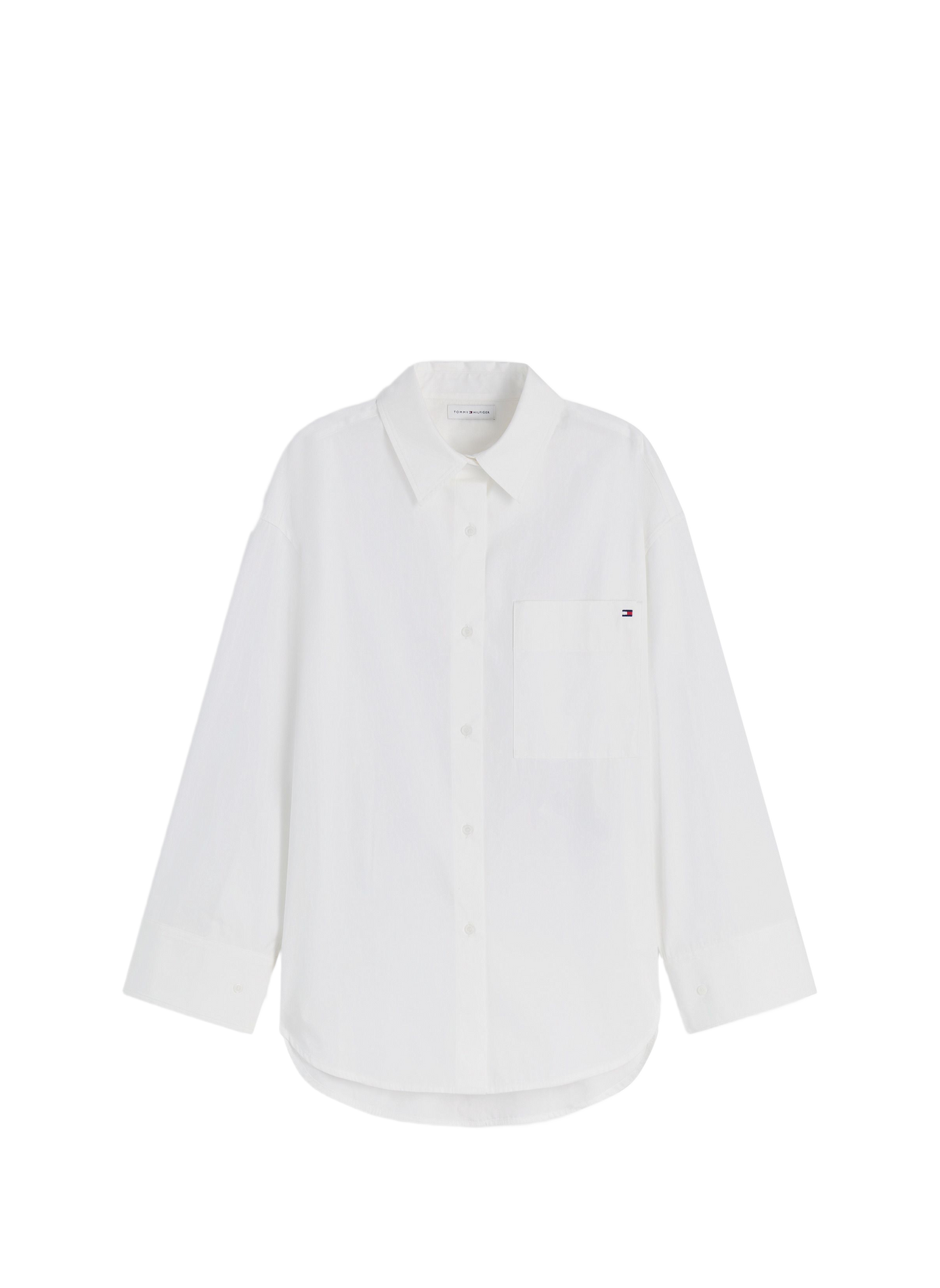 Solid shirt with embroidered logo on pocket in cotton TOMMY HILFIGER White