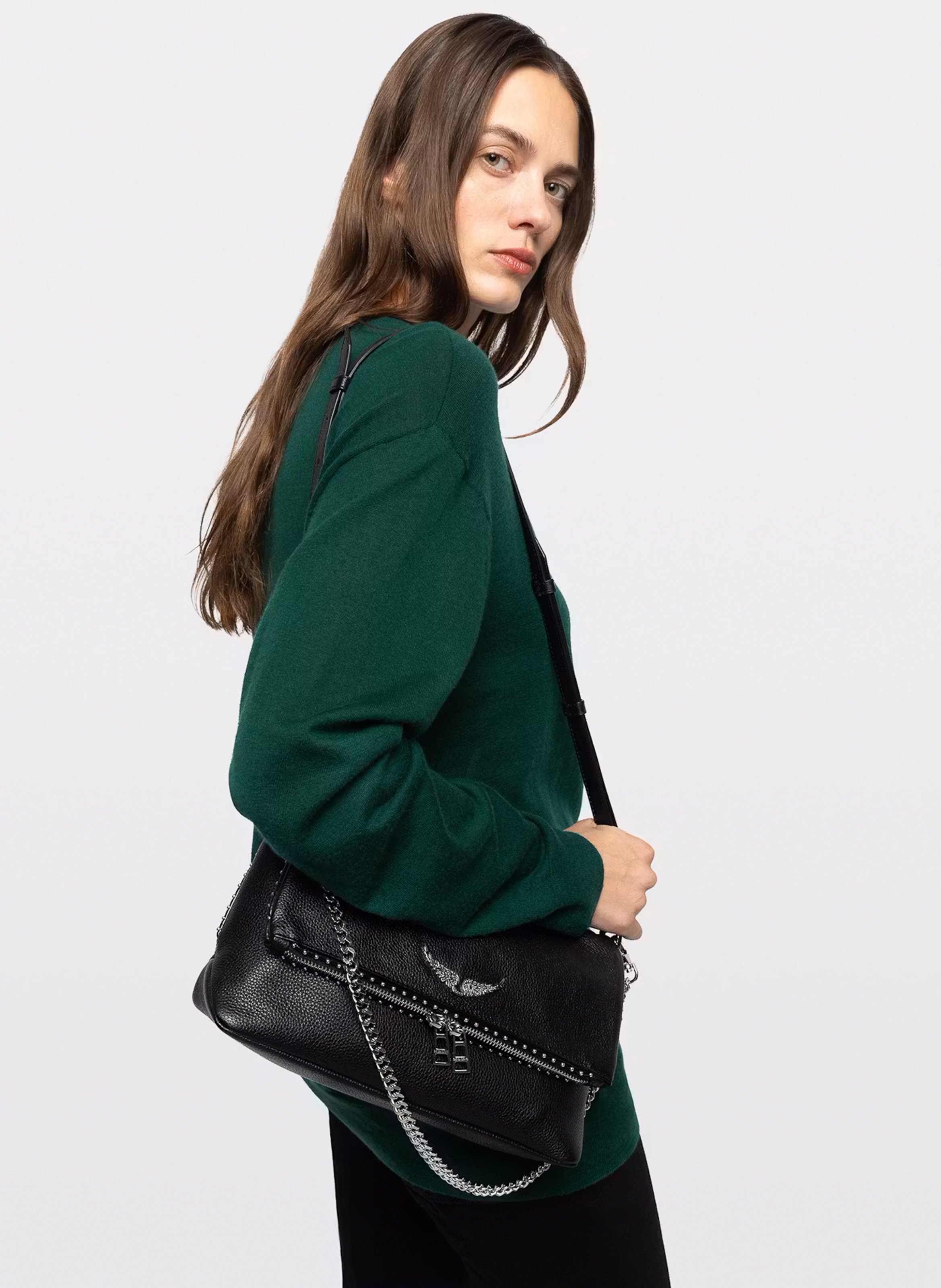 Sac bandoulière en cuir rocky ii ZADIG&VOLTAIRE Noir