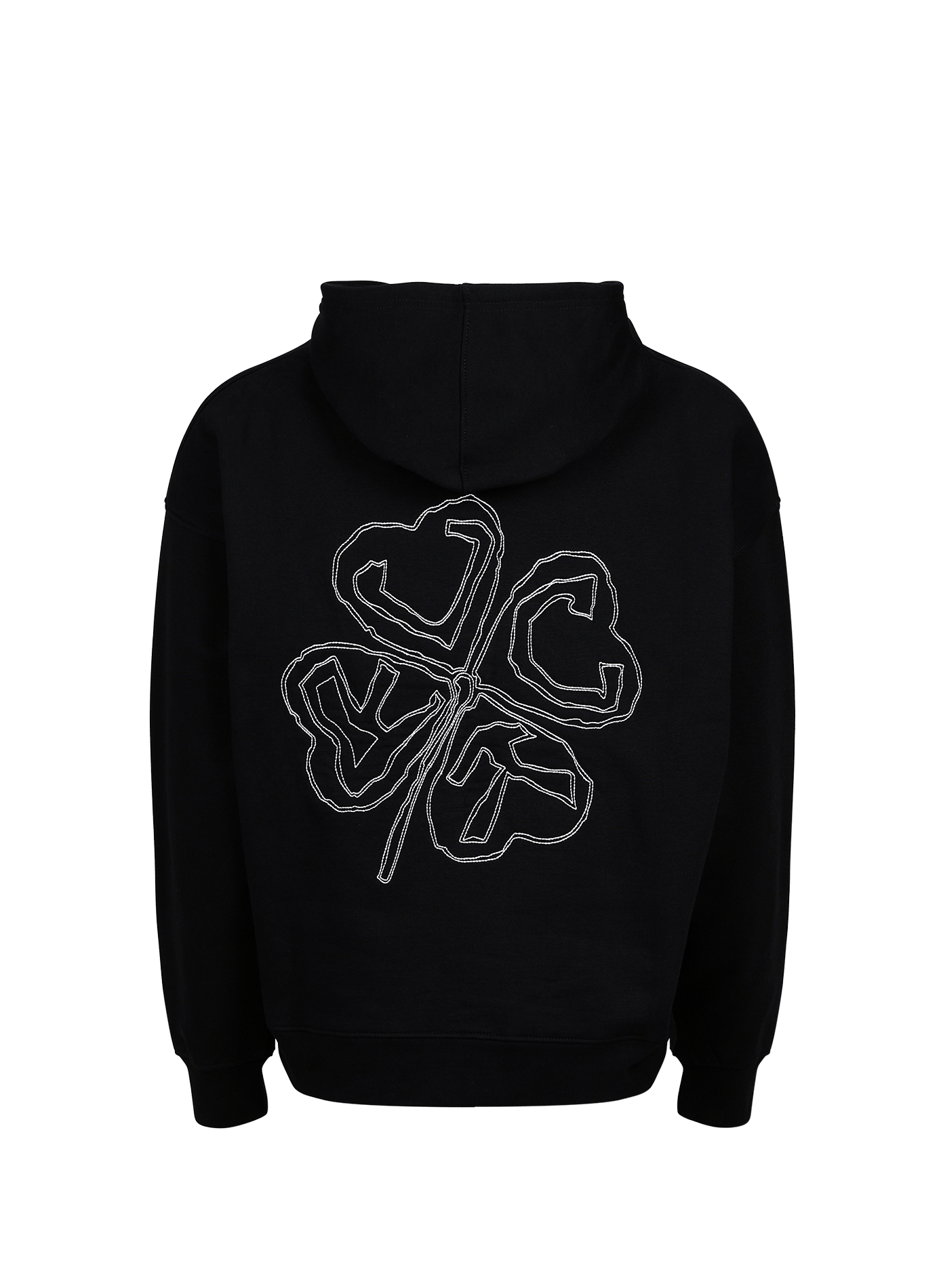 Oversized embroidered cotton hoodie JACKER. Black