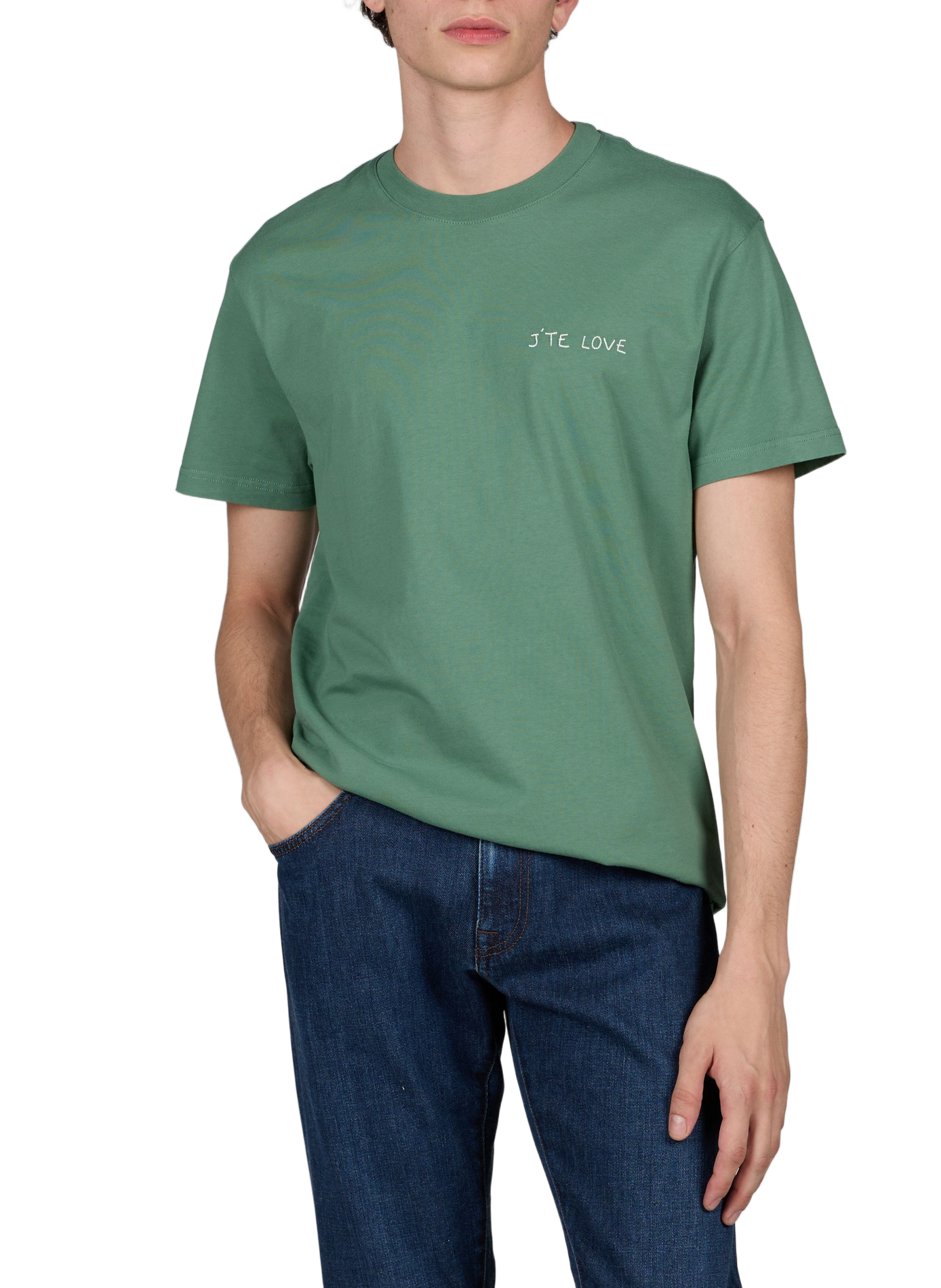 T-shirt Popincourt "J'te Love" en coton MAISON LABICHE Vert