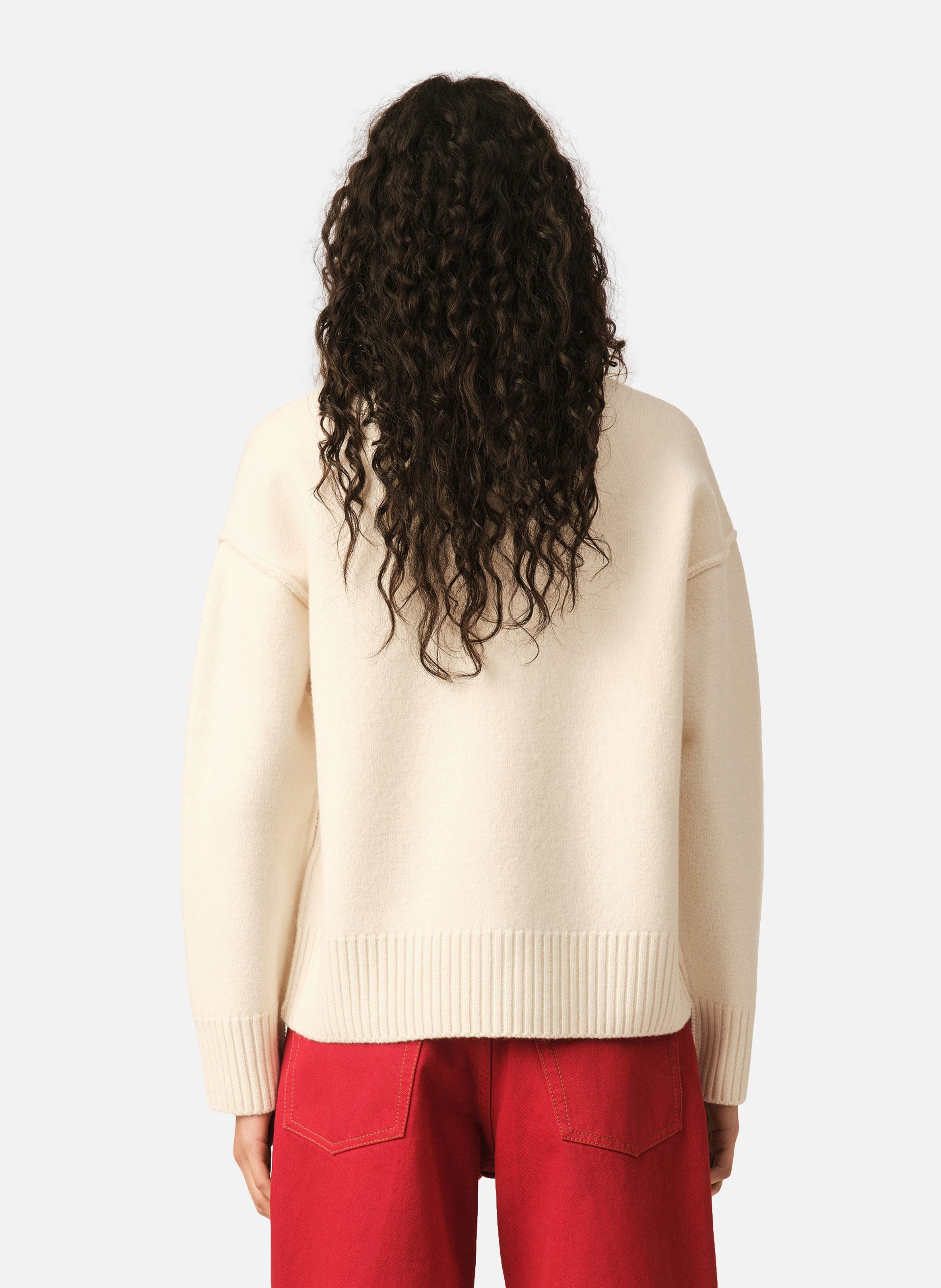 Polo ami de coeur en laine unisexe AMI PARIS Blanc