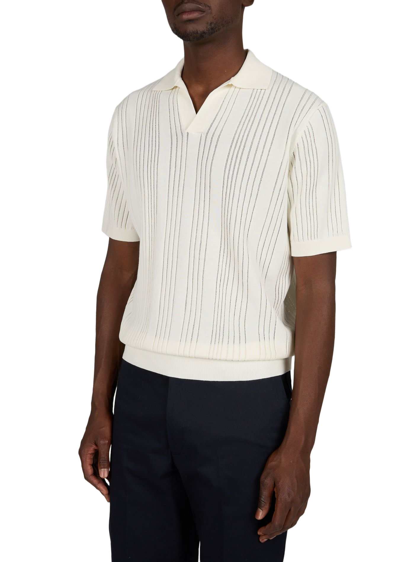 Pullover mit geradem Schnitt, Lochmuster und Polokragen VAN LAACK Beige