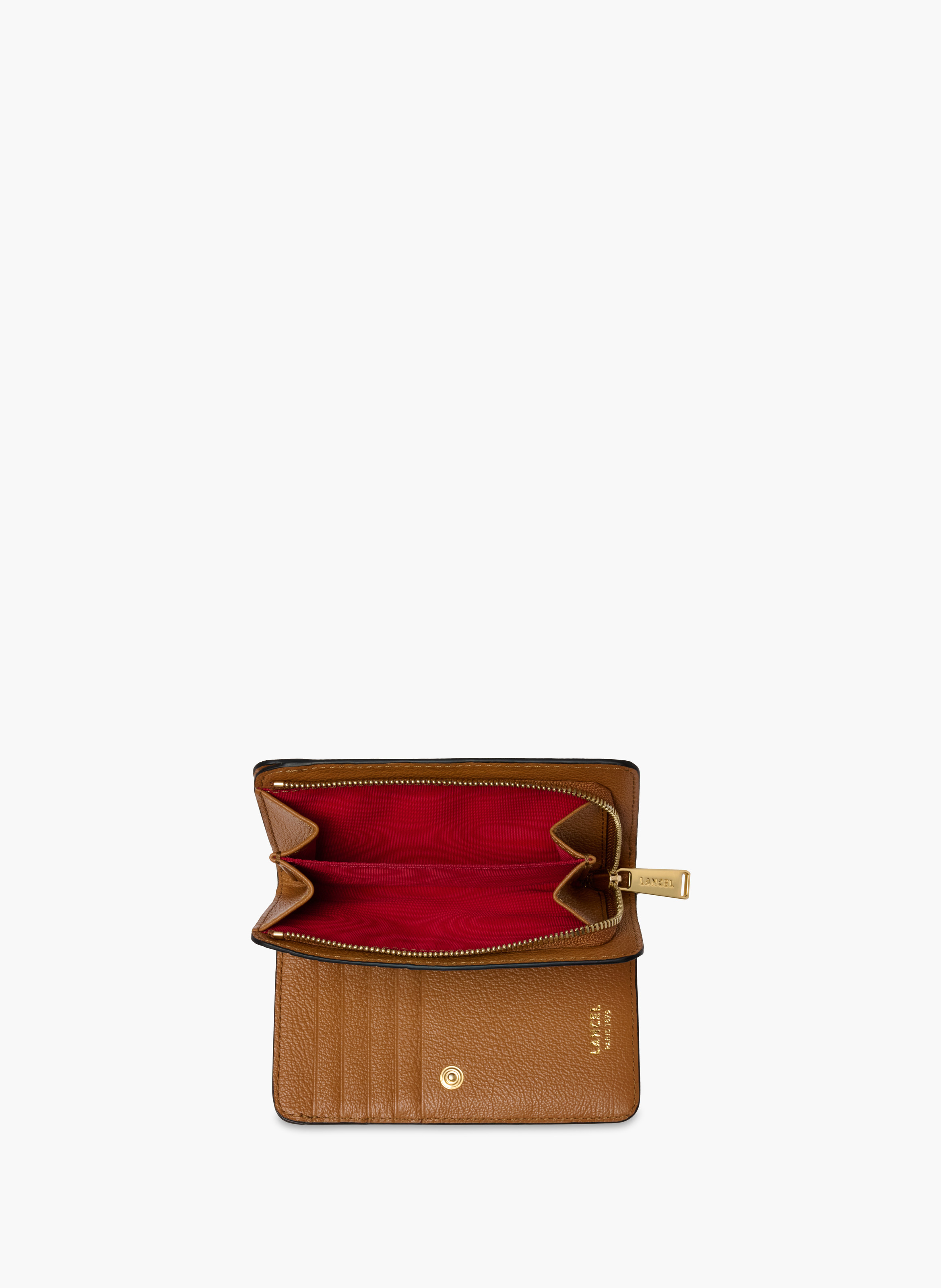 Portefeuille rectangulaire zippé bcbg de lancel en cuir LANCEL Marron