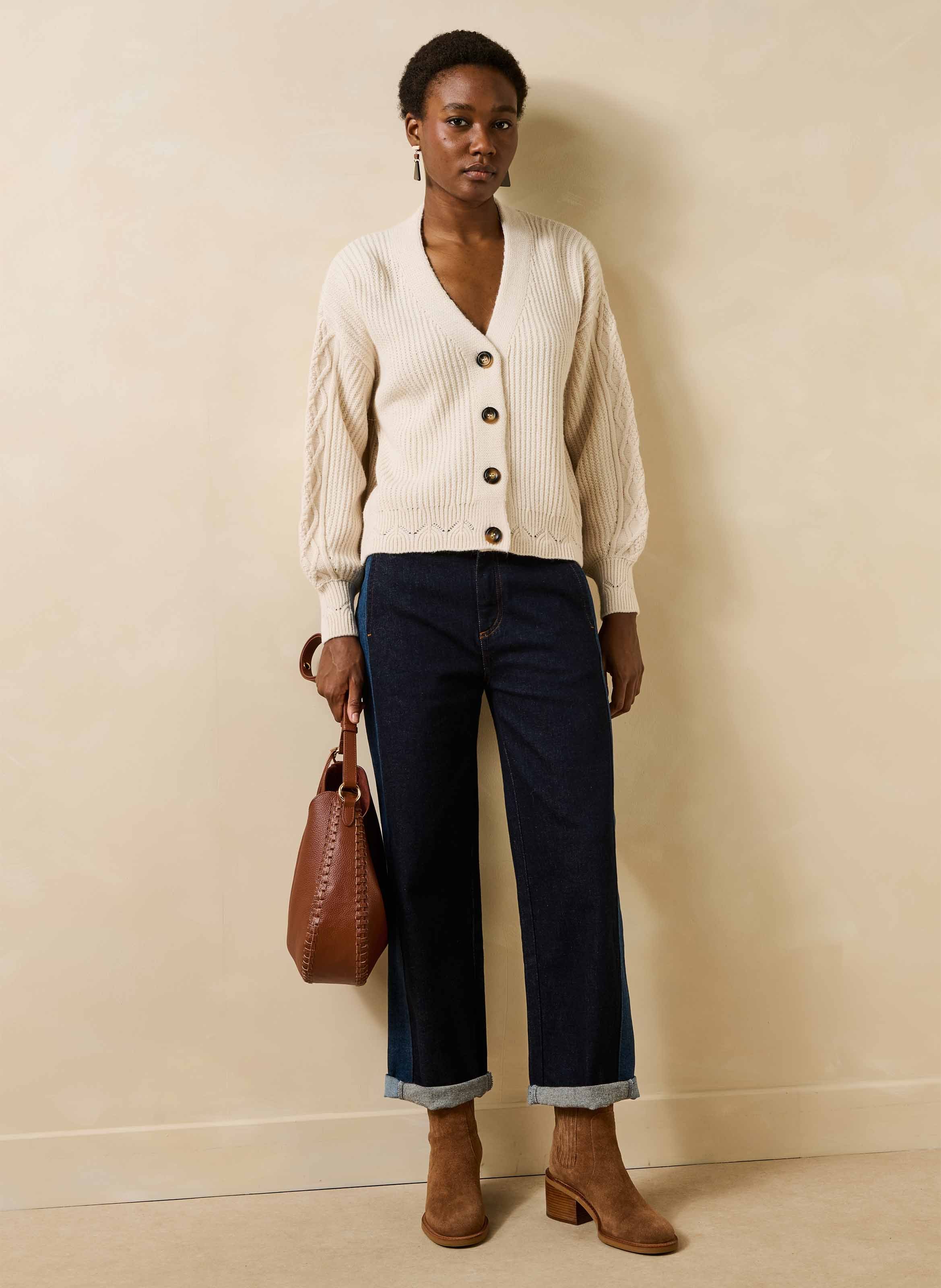 Losvallend vest met V-hals LA FEE MARABOUTEE Wit