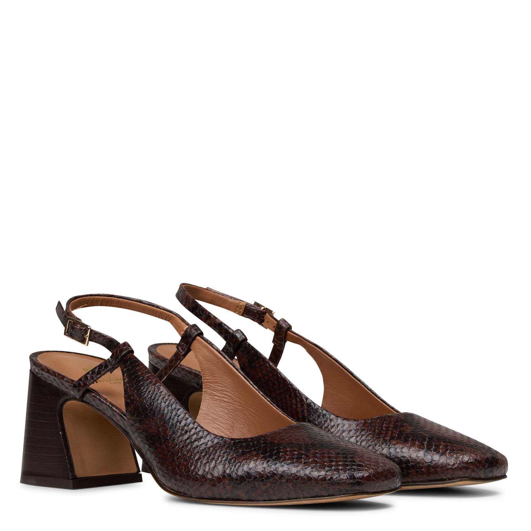 Maddie-slingbackpumps van lakleer BOBBIES Bruin