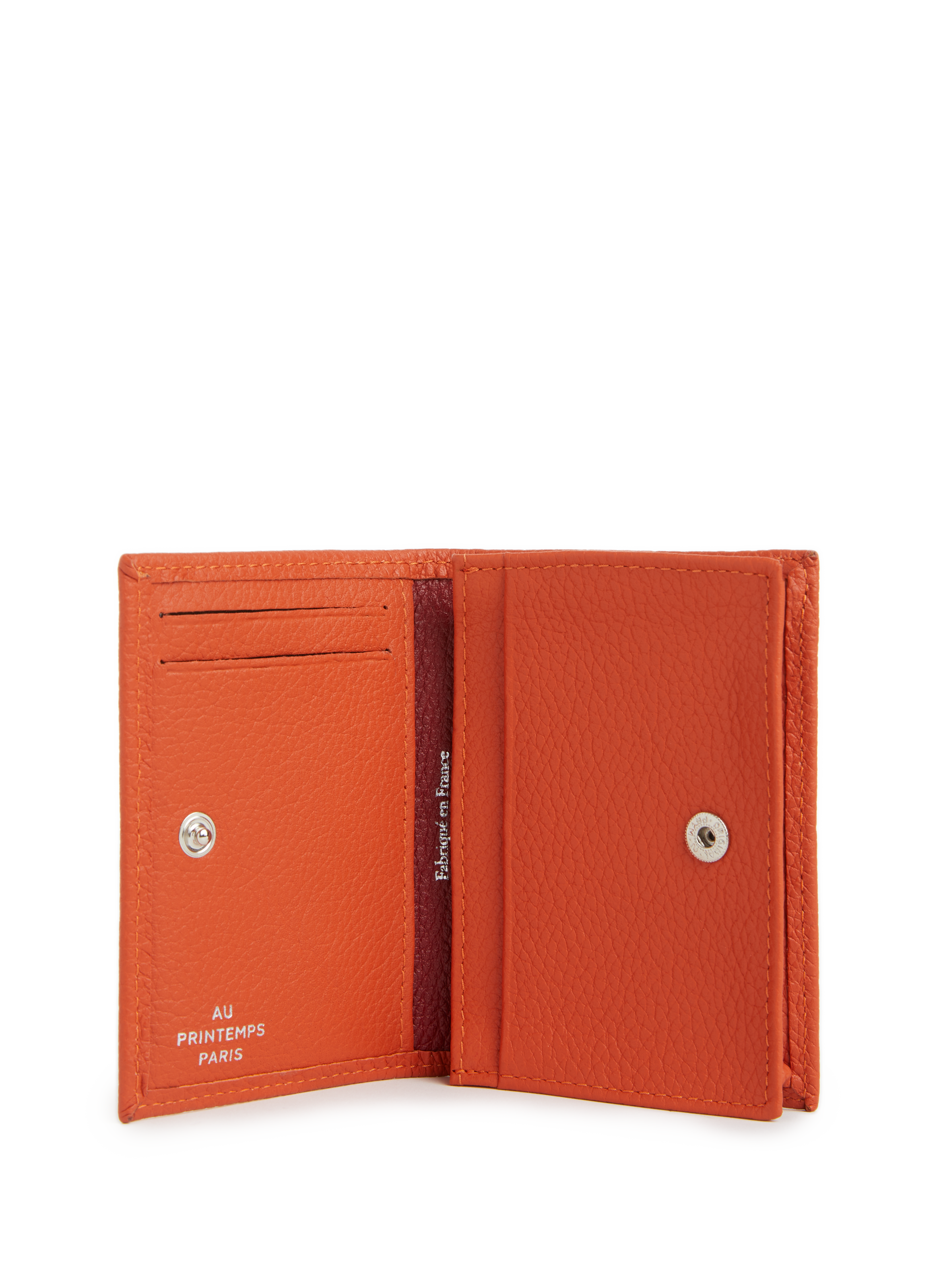 Calfskin leather card holder | Orange AU PRINTEMPS PARIS Men
