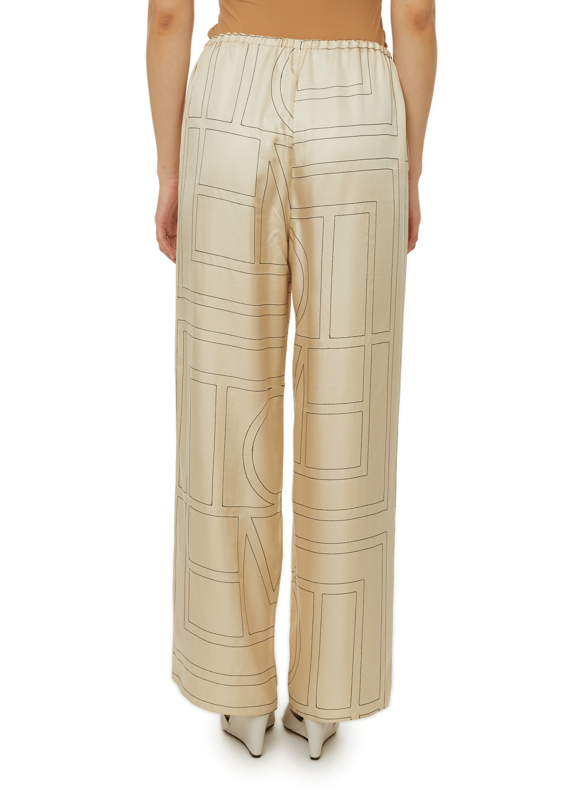 Printed silk palazzo trousers TOTEME Beige