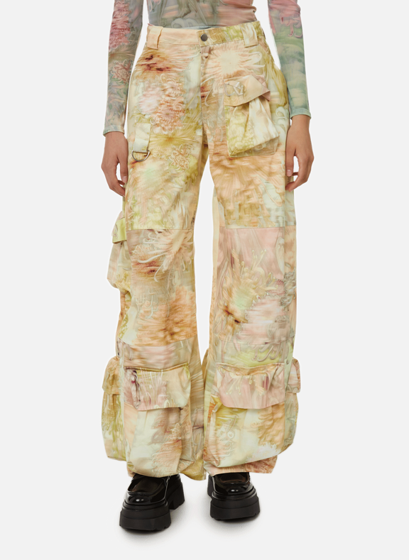 COLLINA STRADA Pantalon cargo à imprimé en coton Multicolore