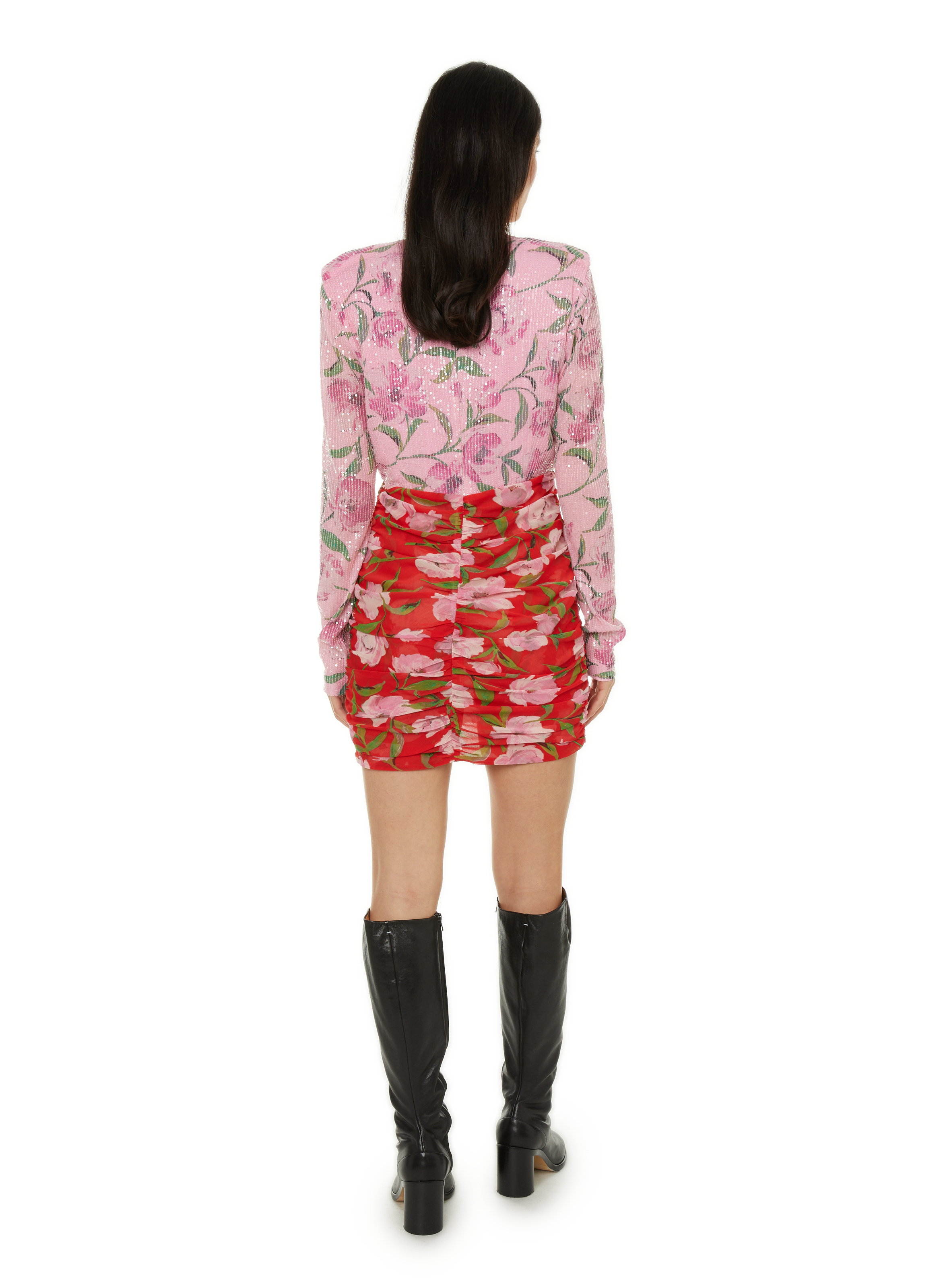 Robe courte froncée ROTATE Multicolore