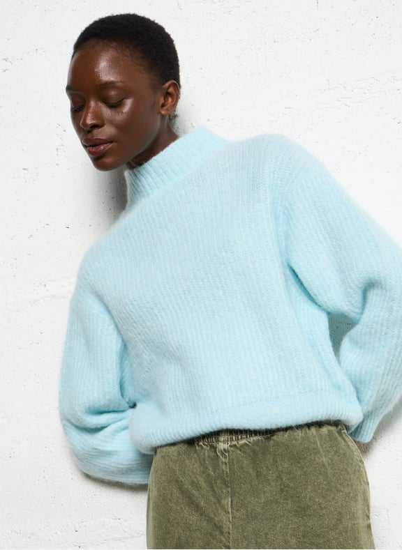 Pull oversize col montant east Bleu by AMERICAN VINTAGE AMERICAN VINTAGE Pull oversize col montant east Bleu