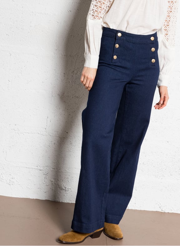 Jean taille haute évasé oxan Bleu by MAISON 123 MAISON 123 Jean taille haute évasé oxan Bleu