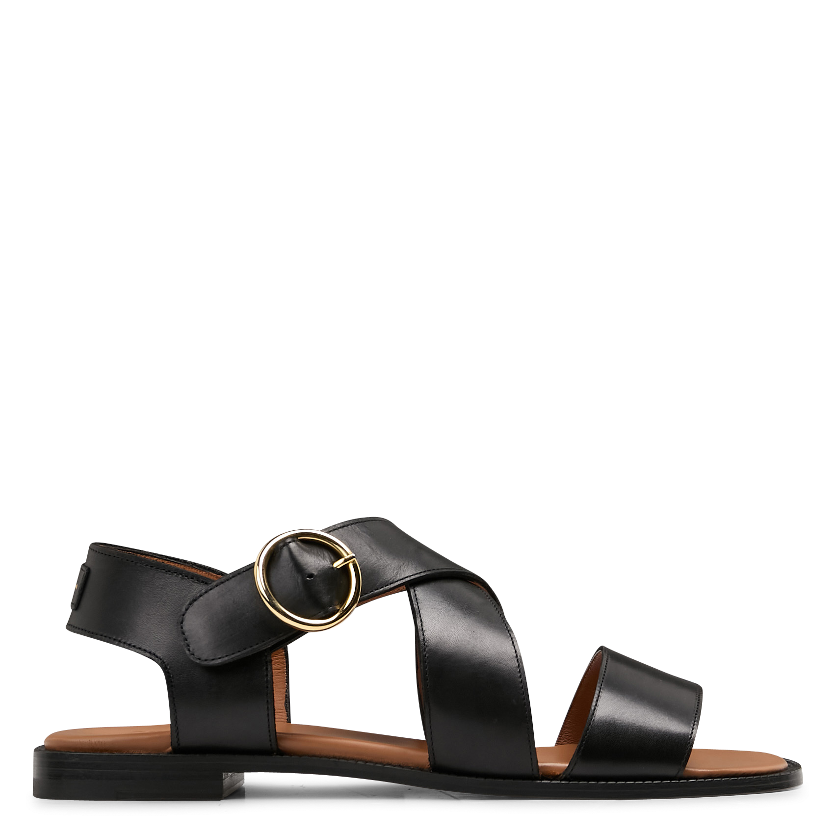 ANTHOLOGY Sandales plates en cuir rome Noir