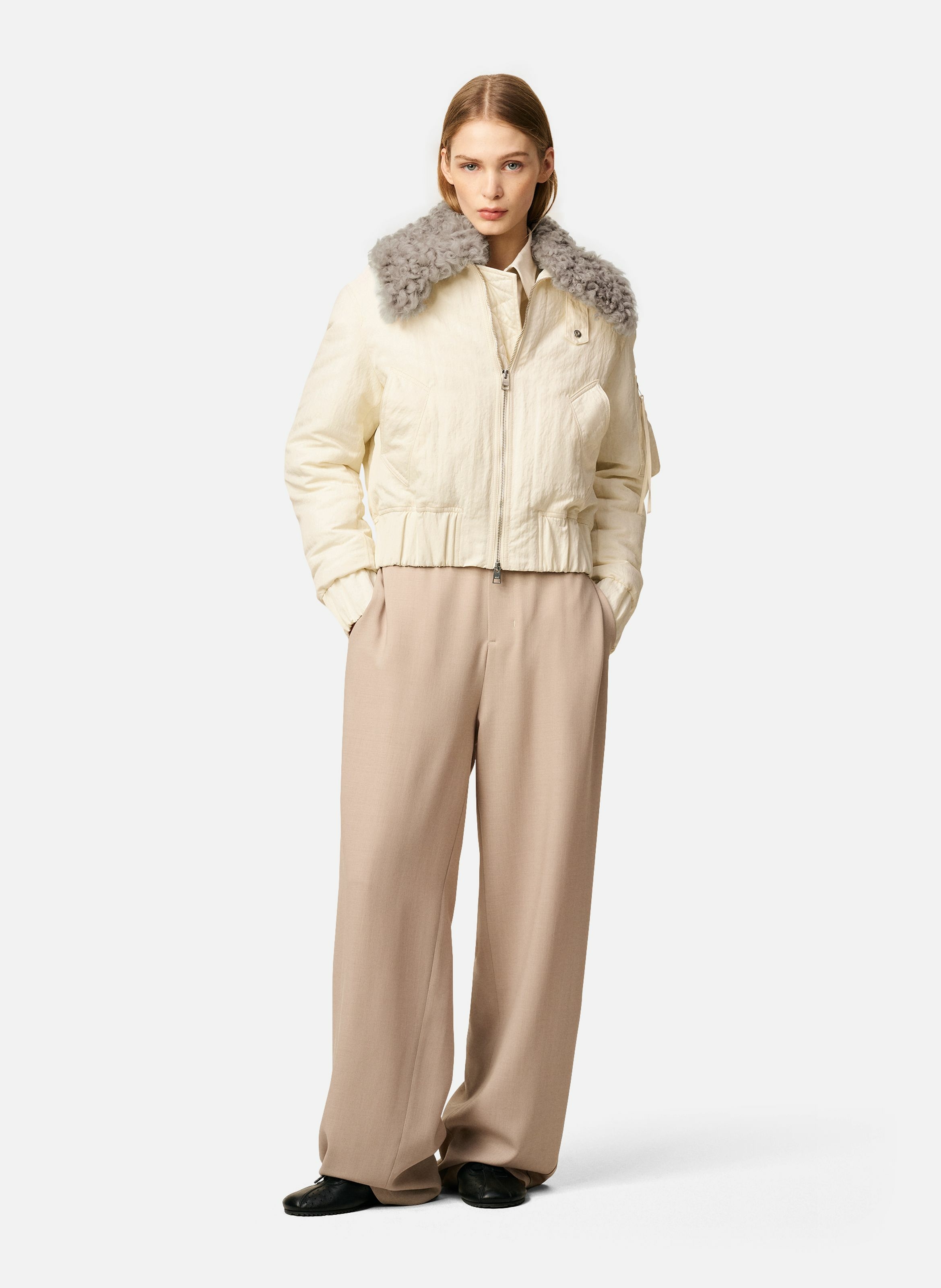 Bomber rembourré en nylon unisexe AMI PARIS Blanc