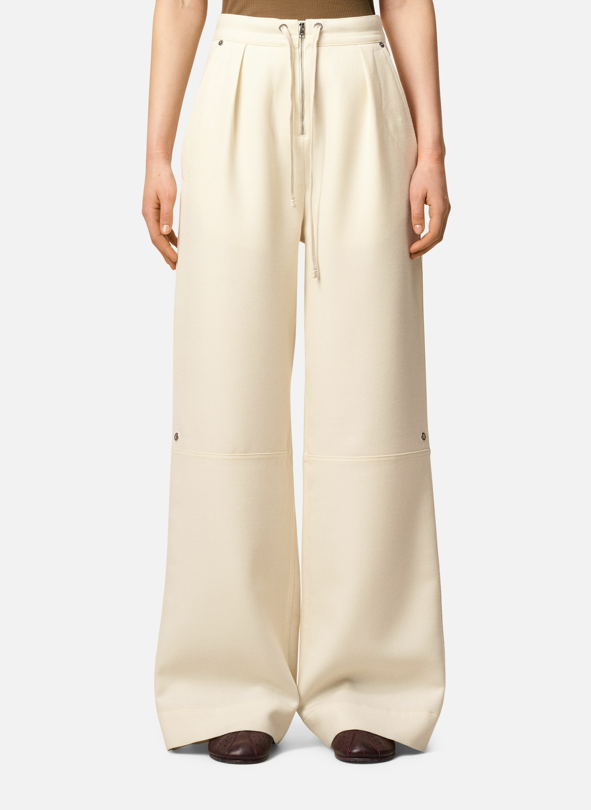 Pantalon zippé en laine AMI PARIS Blanc