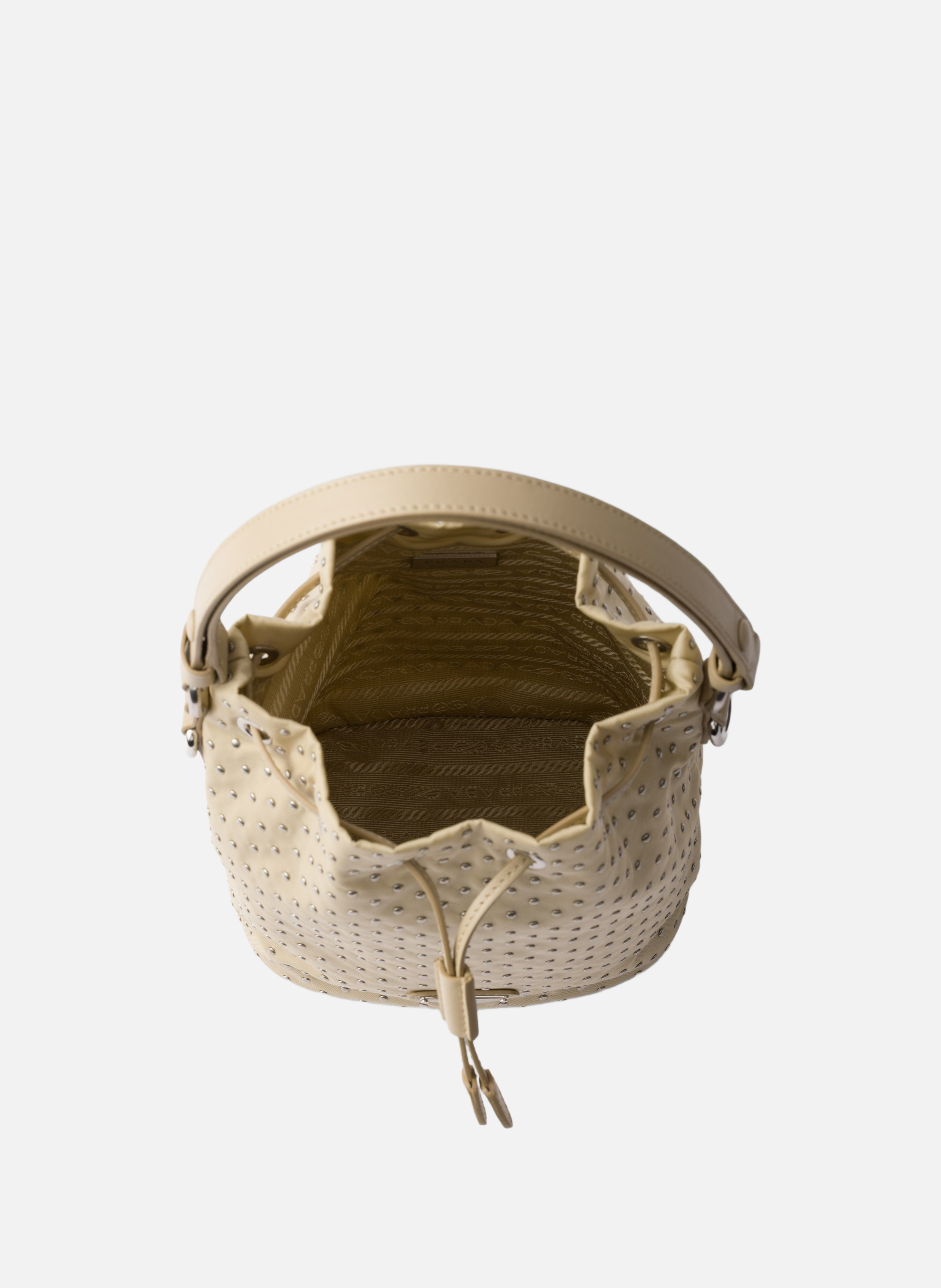 Mini sac en re-nylon avec clous PRADA Beige