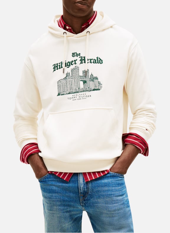 Sweatshirt brodé en coton Beige by TOMMY HILFIGER TOMMY HILFIGER Sweatshirt brodé en coton Beige
