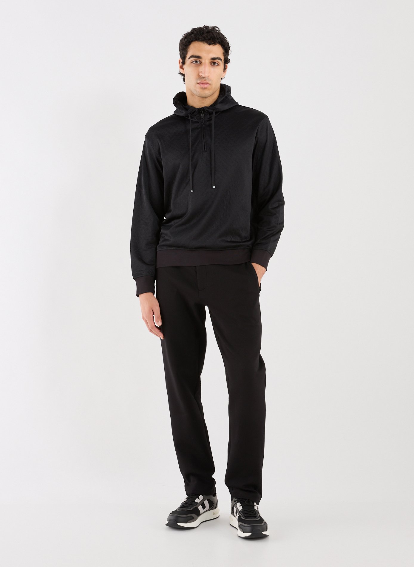 Hoodie with all-over logo ARMANI EXCHANGE Black