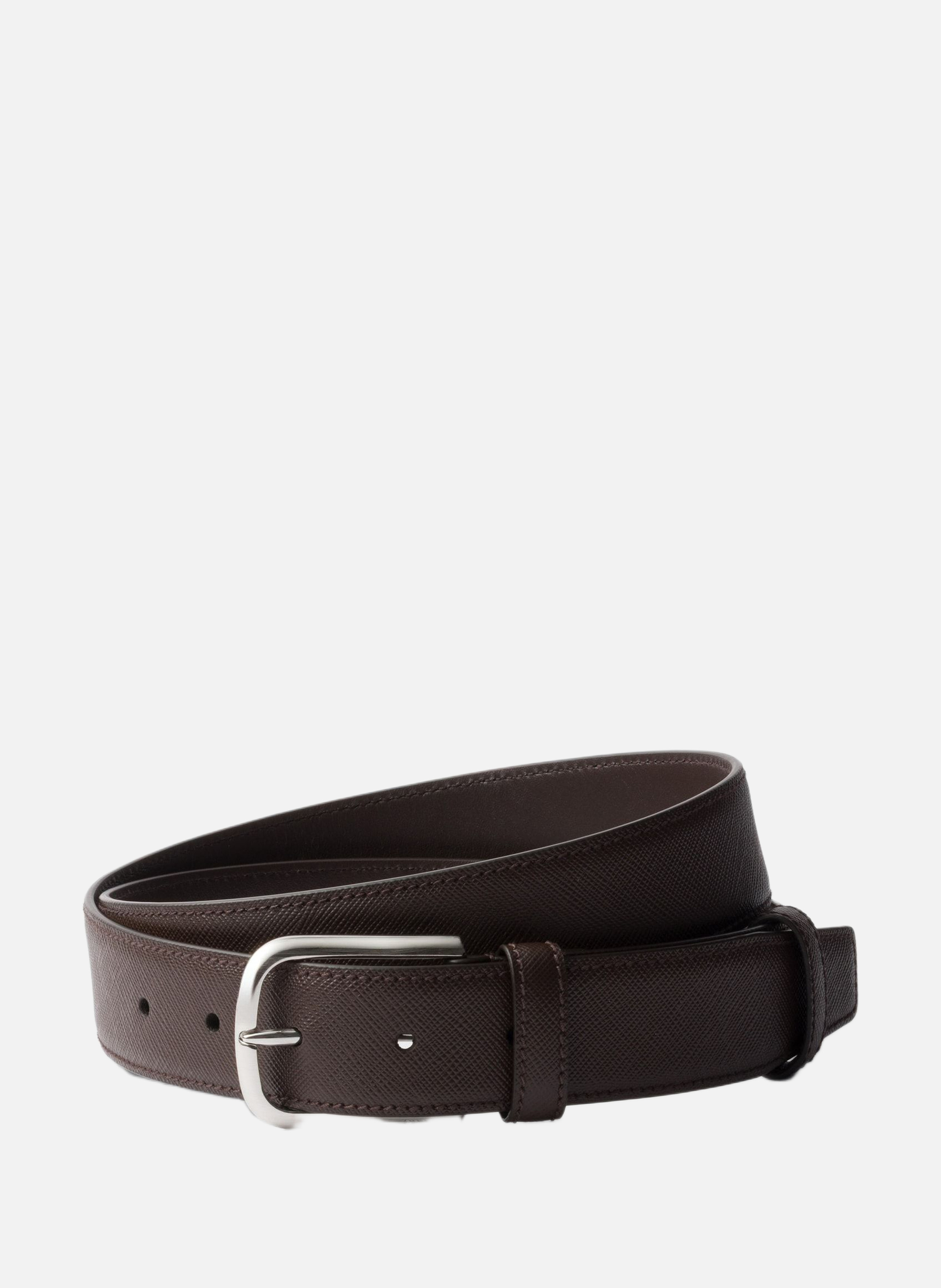 Ceinture en cuir saffiano PRADA Marron