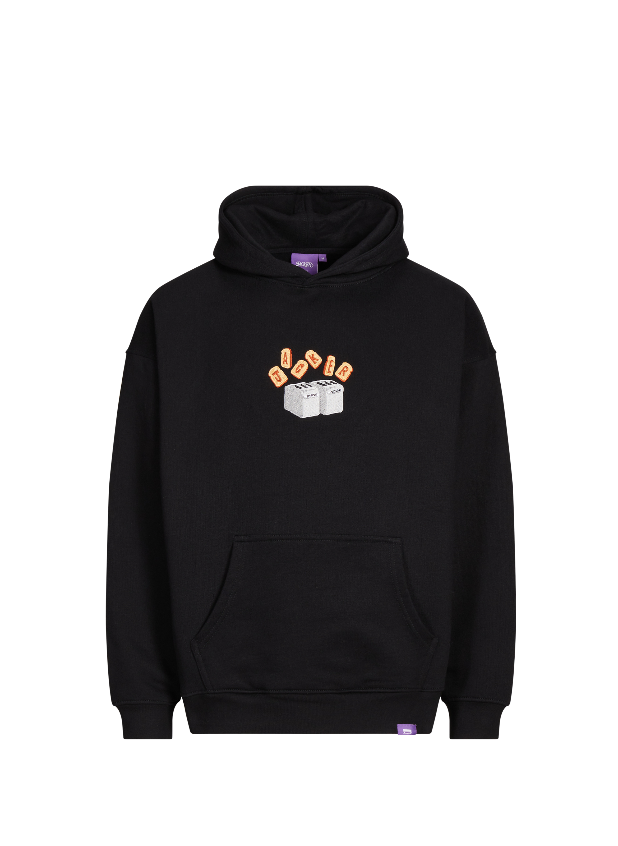 JACKER. Straight embroidered cotton sweatshirt Black