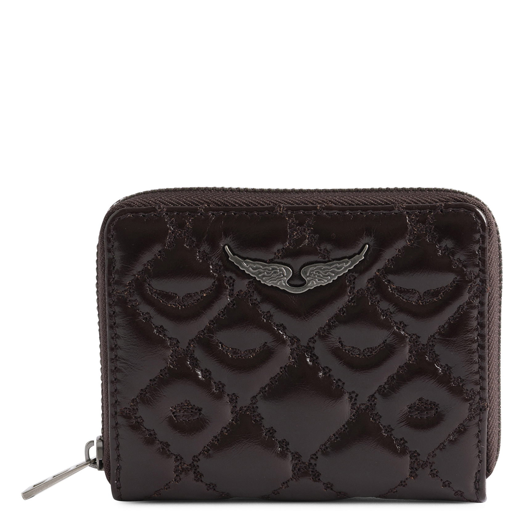 ZADIG&VOLTAIRE Portefeuille en cuir matelassé mini zv Marron