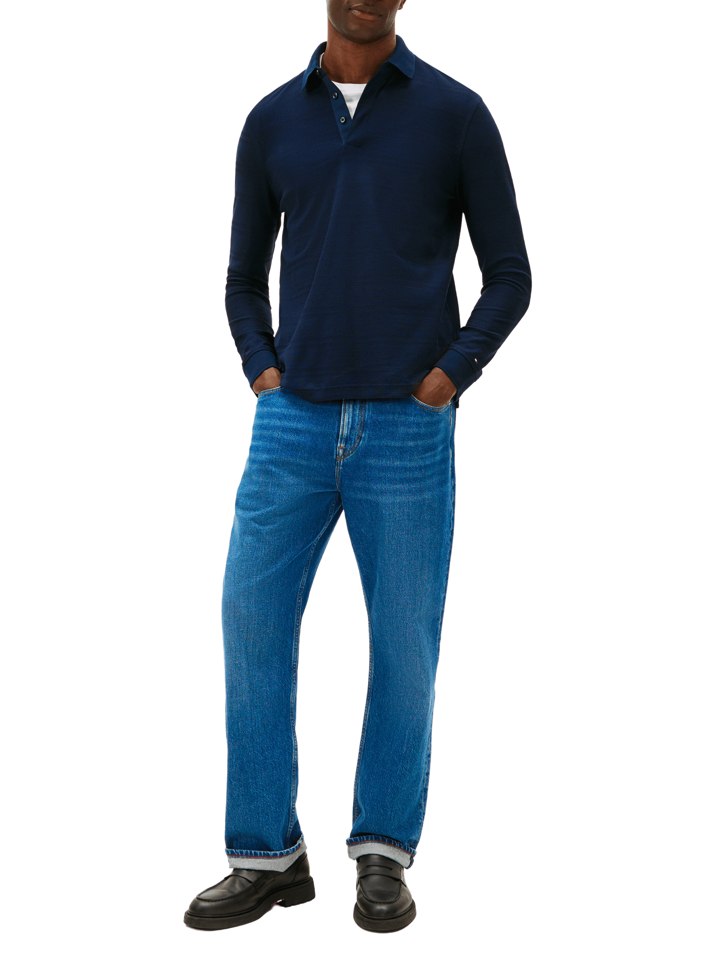 Long-sleeved cotton polo with details TOMMY HILFIGER Blue
