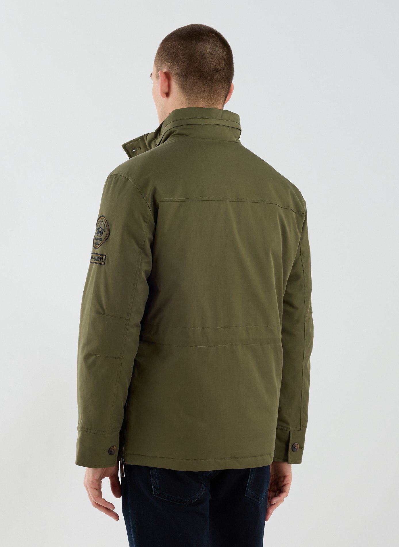 Straight embroidered jacket in mixed cotton LA MARTINA Khaki