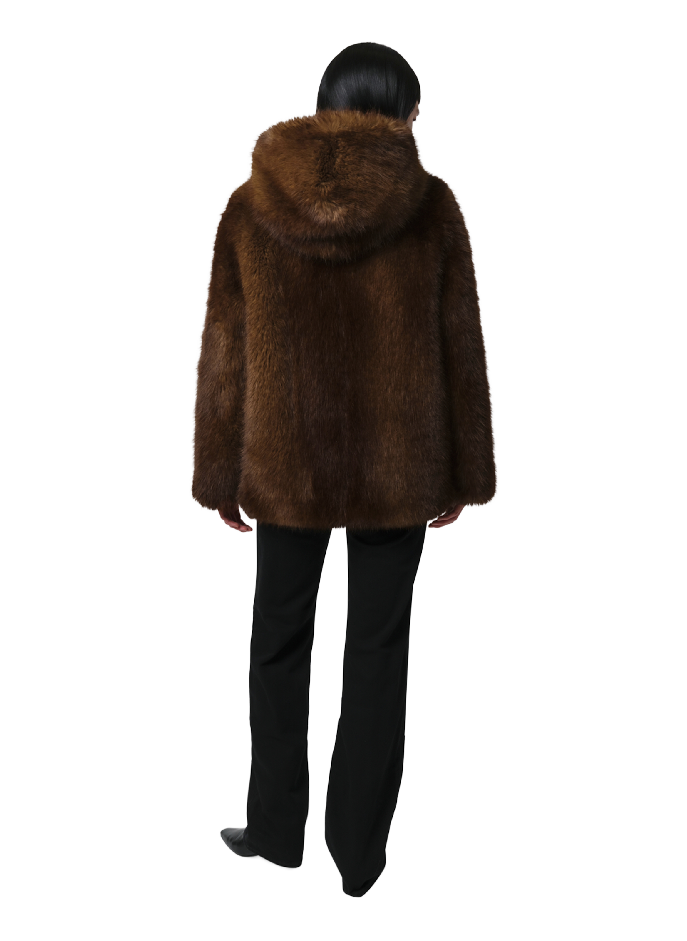 Hooded fur coat APPARIS Brown