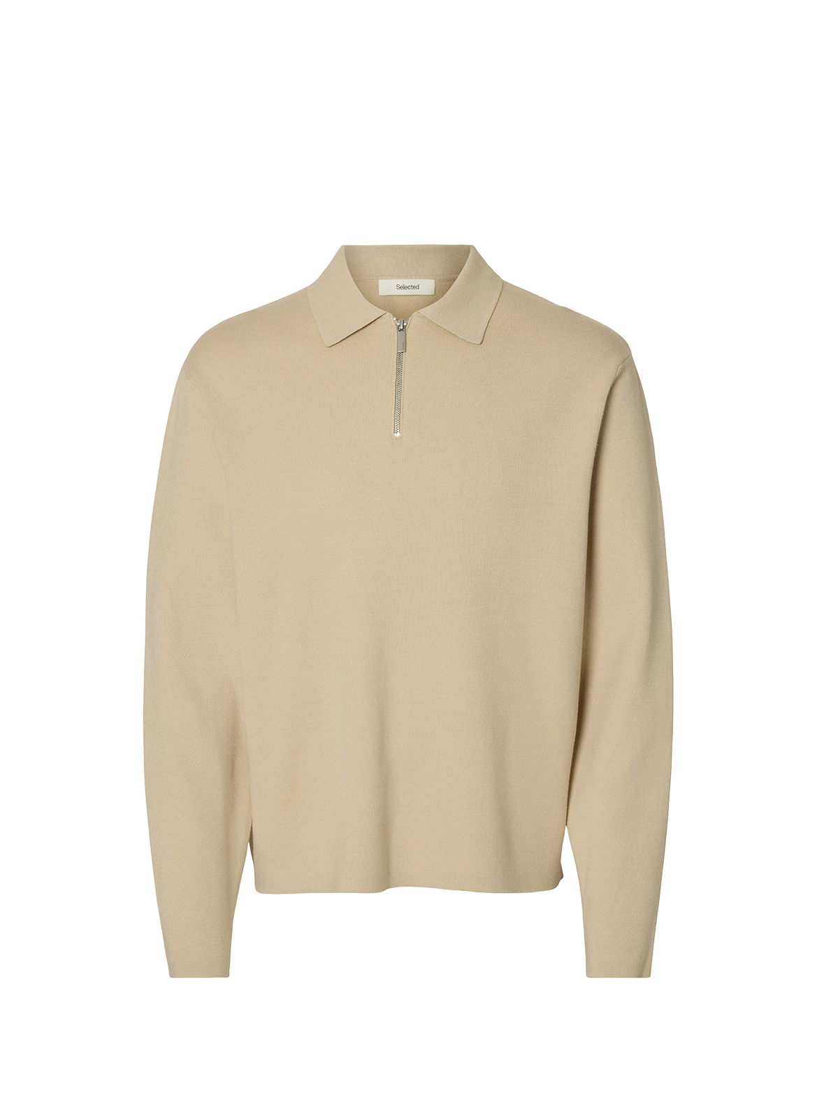 Pull droit à col zippé SELECTED Beige