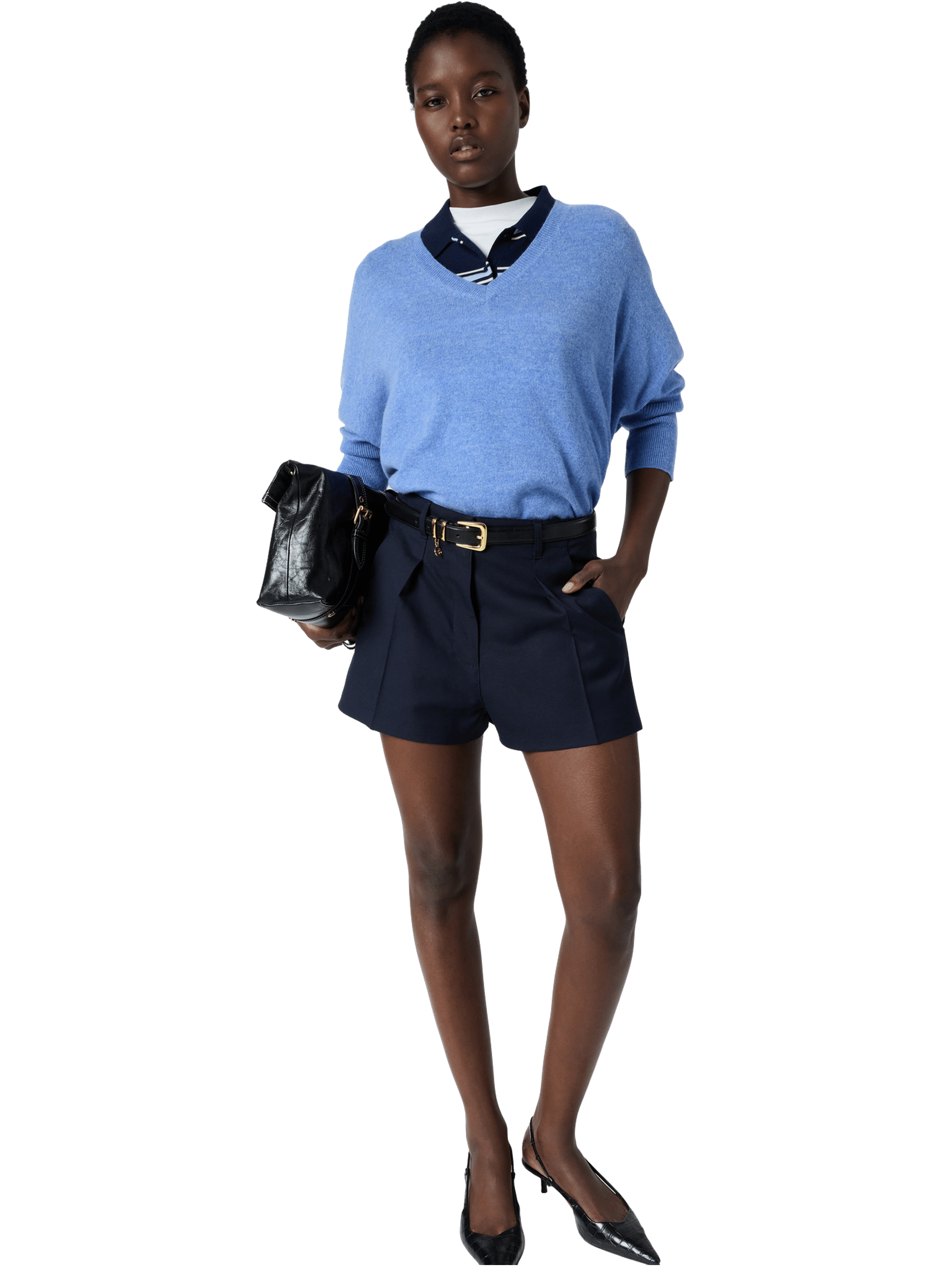 Pull ample à col v en cachemire - lenae GERARD DAREL Bleu