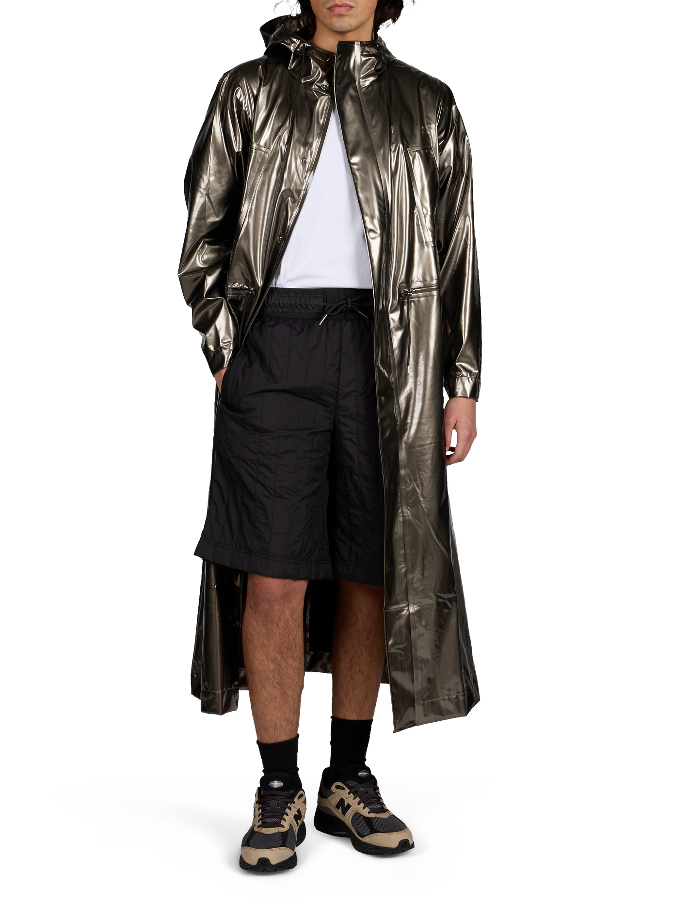 Veste de pluie longue à capuche RAINS Argent