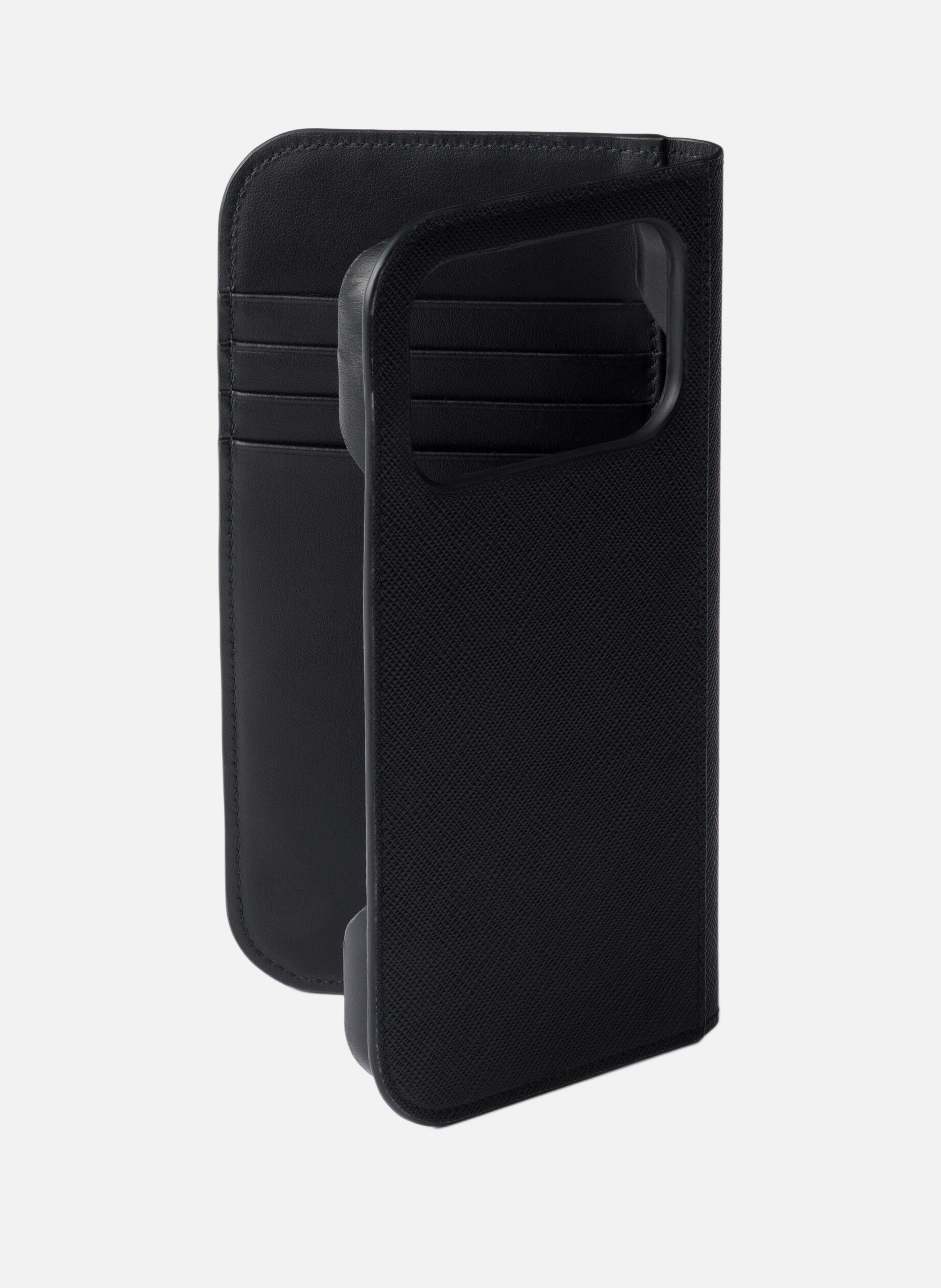 Coque pour iphone 17 pro max en cuir saffiano PRADA Noir