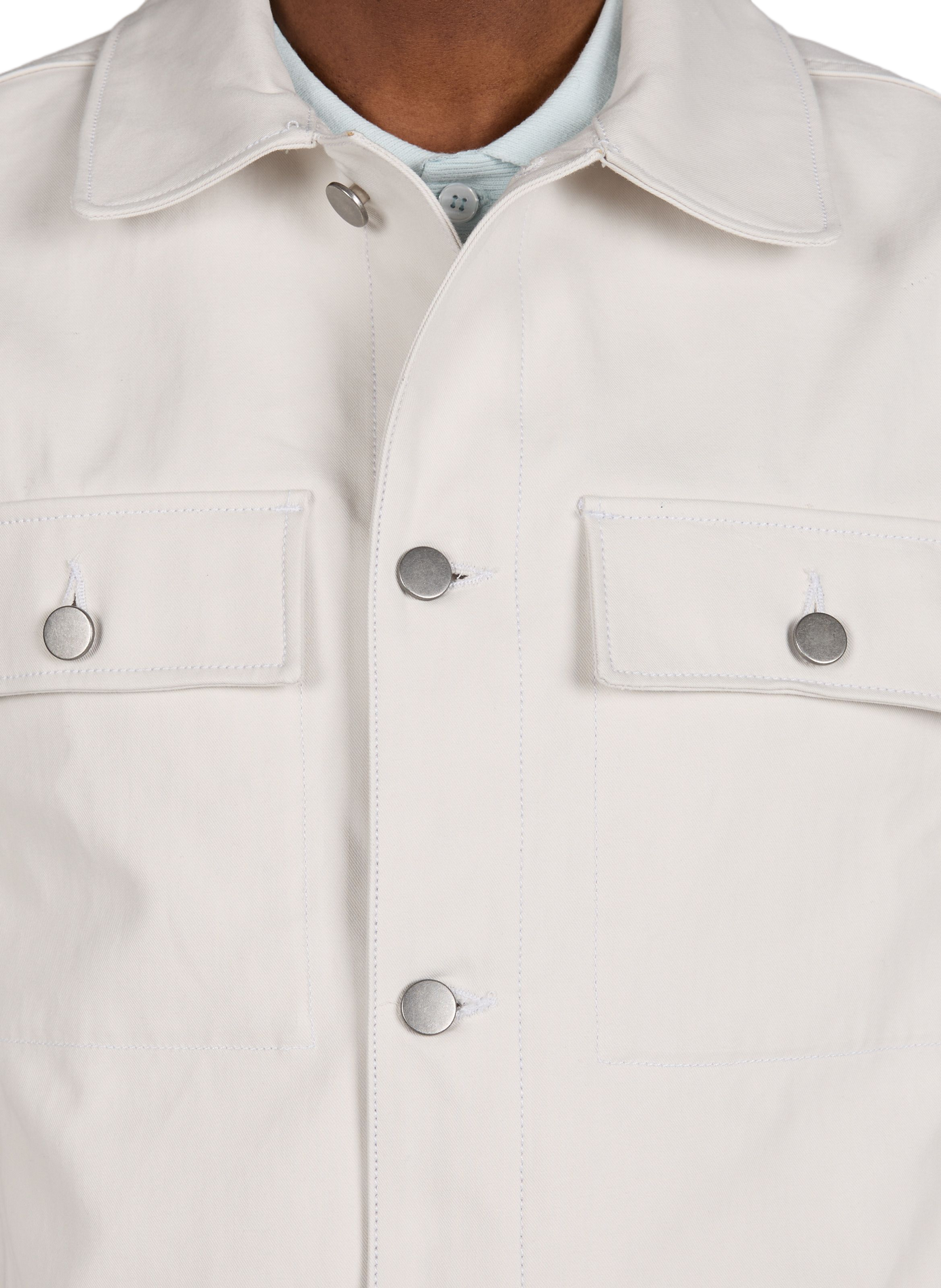 Veste droite en denim de coton SAISON 1865 Beige