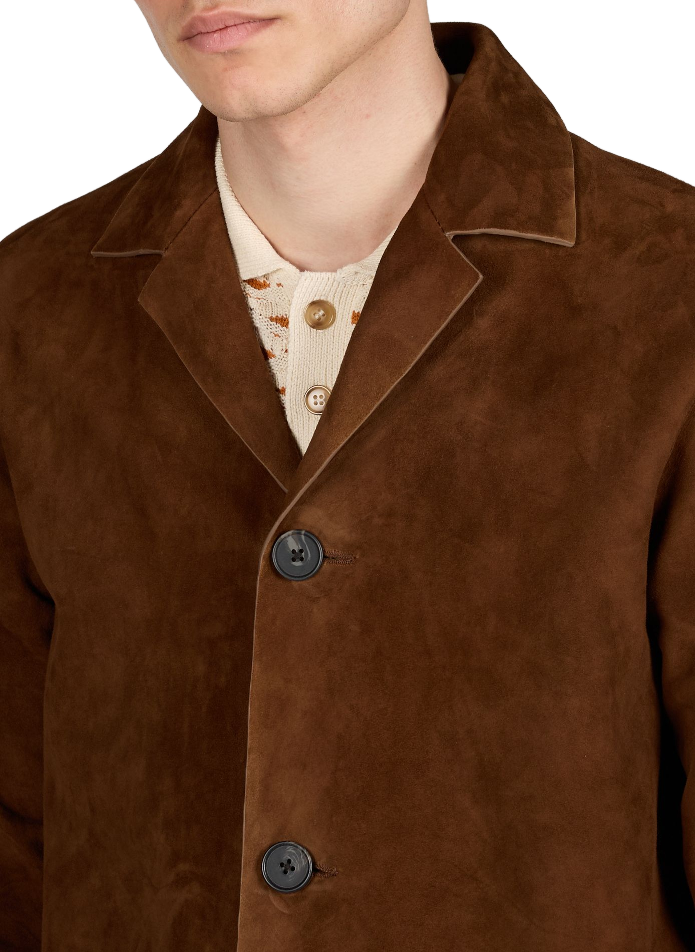 Suede blazer with lapel collar SAISON 1865 Brown