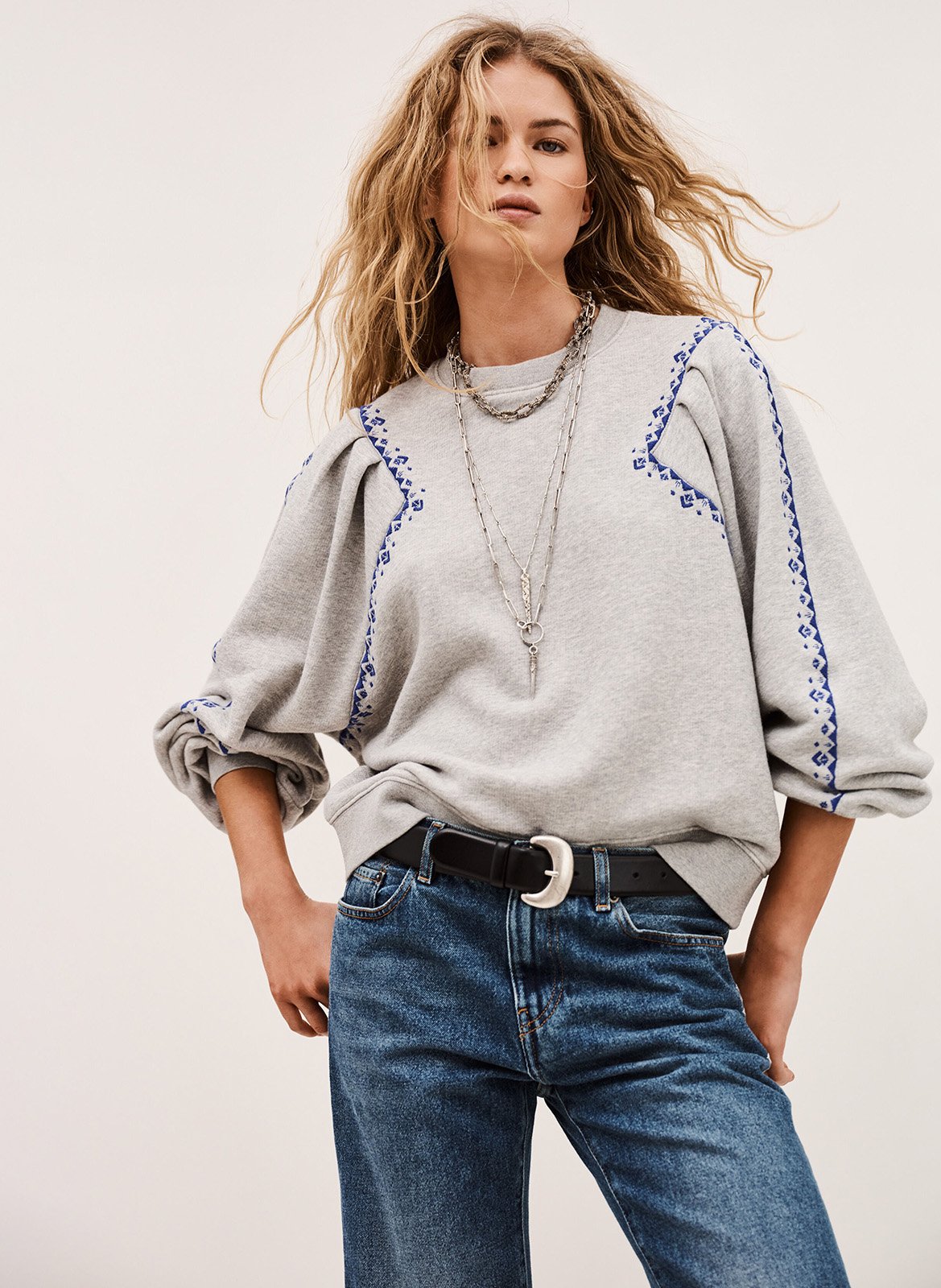 Sweat col rond en coton mélangé mesta BA&SH Noir