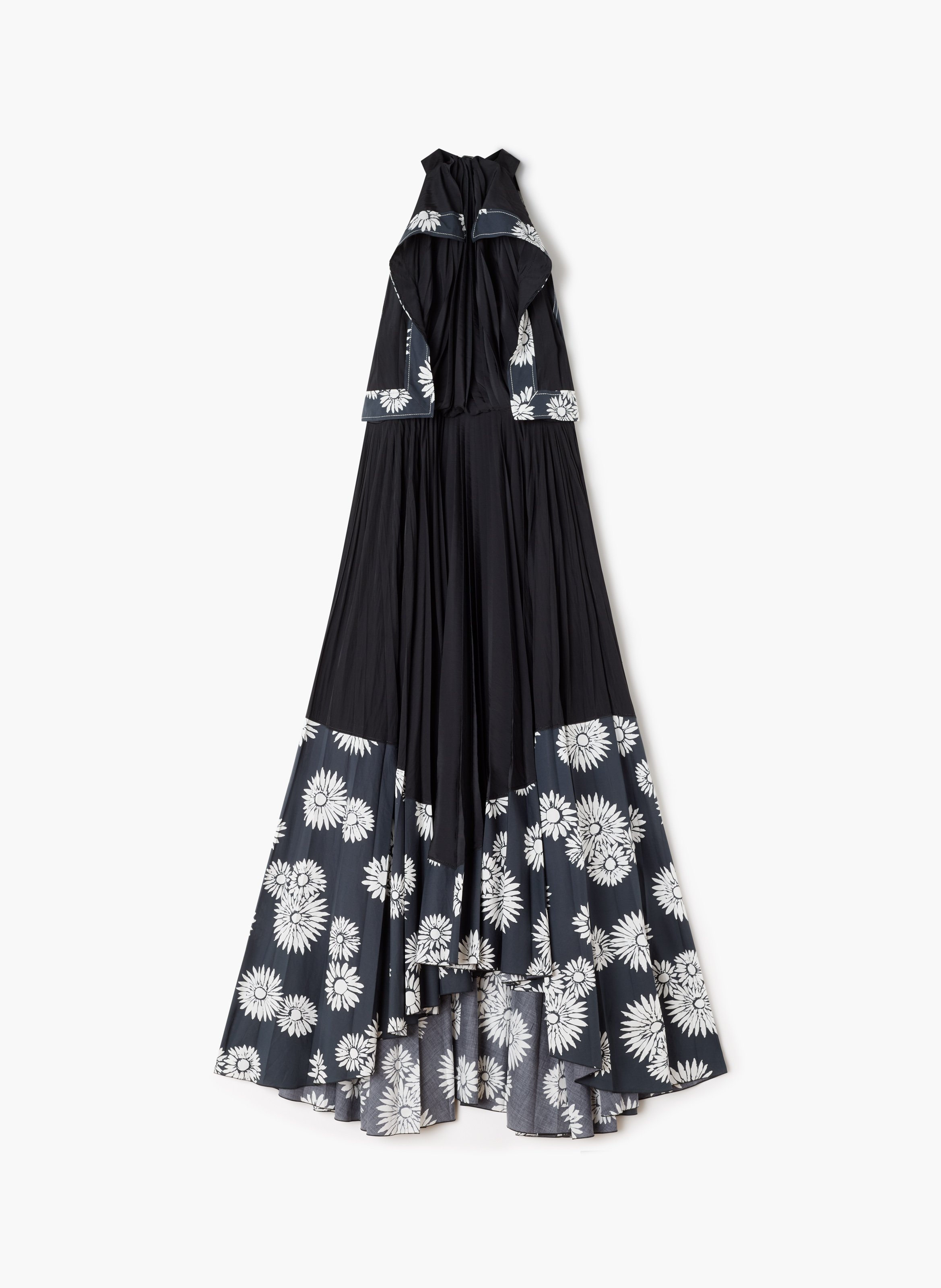 Robe plissée en charmeuse et coton imprimé LANVIN Noir