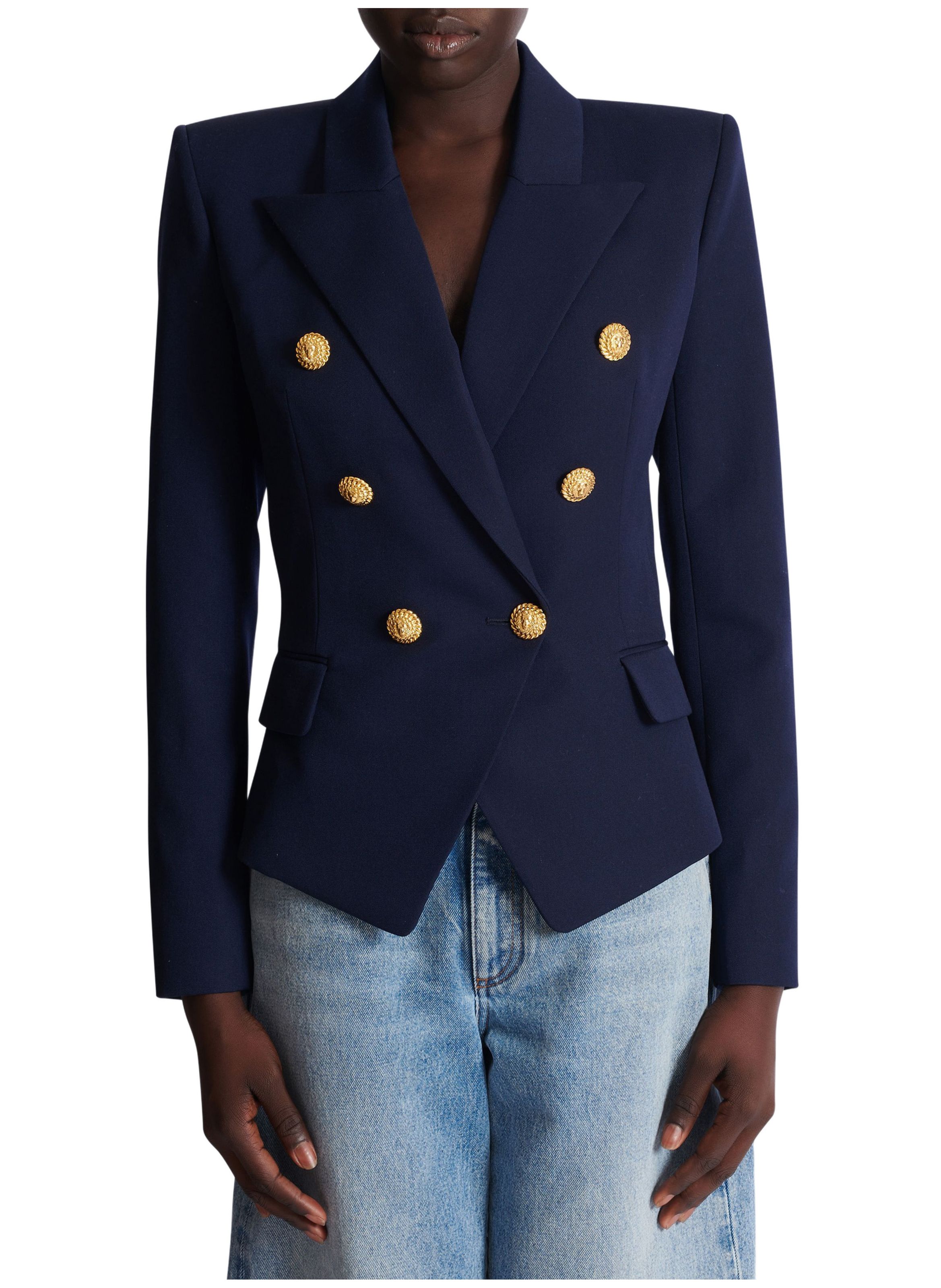 Veste 6 boutons ajustée en laine BALMAIN Bleu