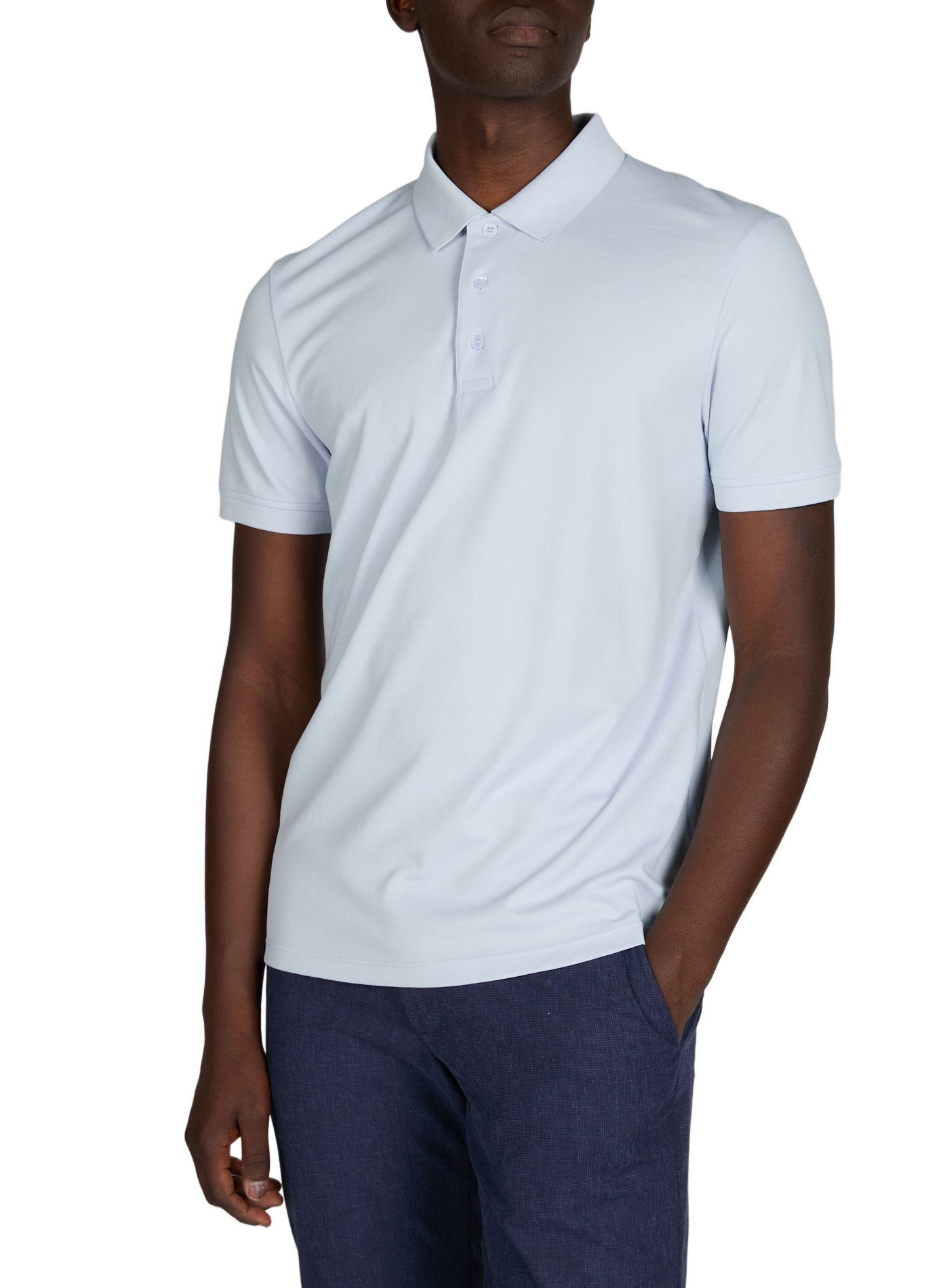 Solid short-sleeve polo in blended cotton STRELLSON Blue