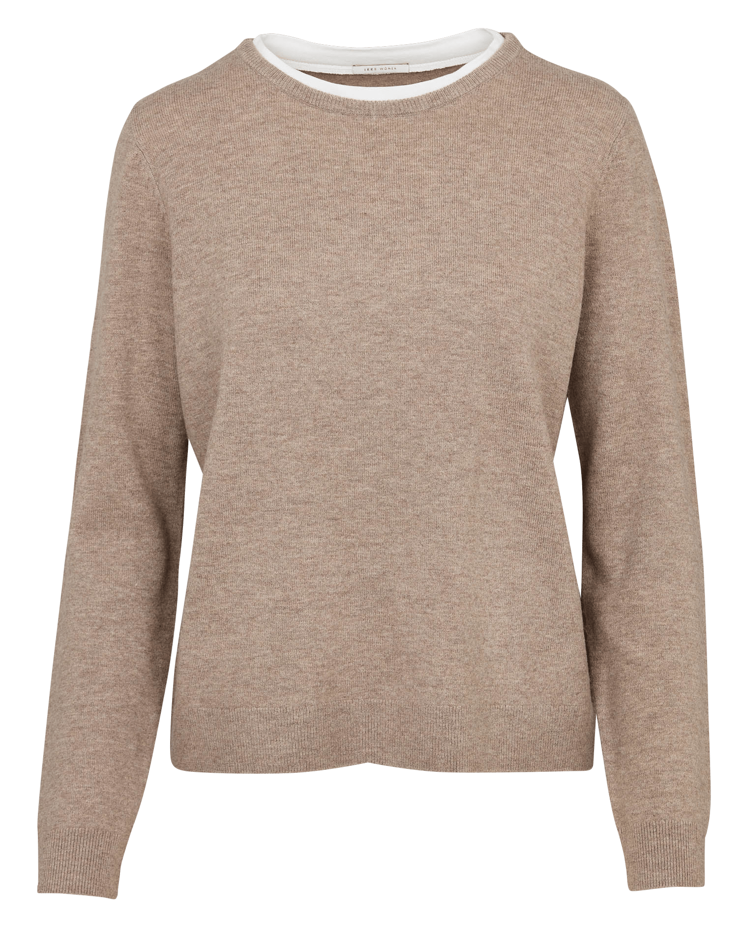 Pull droit col rond en coton IKKS Beige