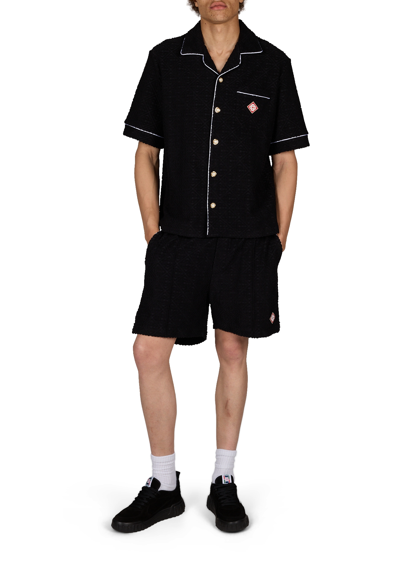 Textured short in cotton blend terry fabric CASABLANCA PARIS Black