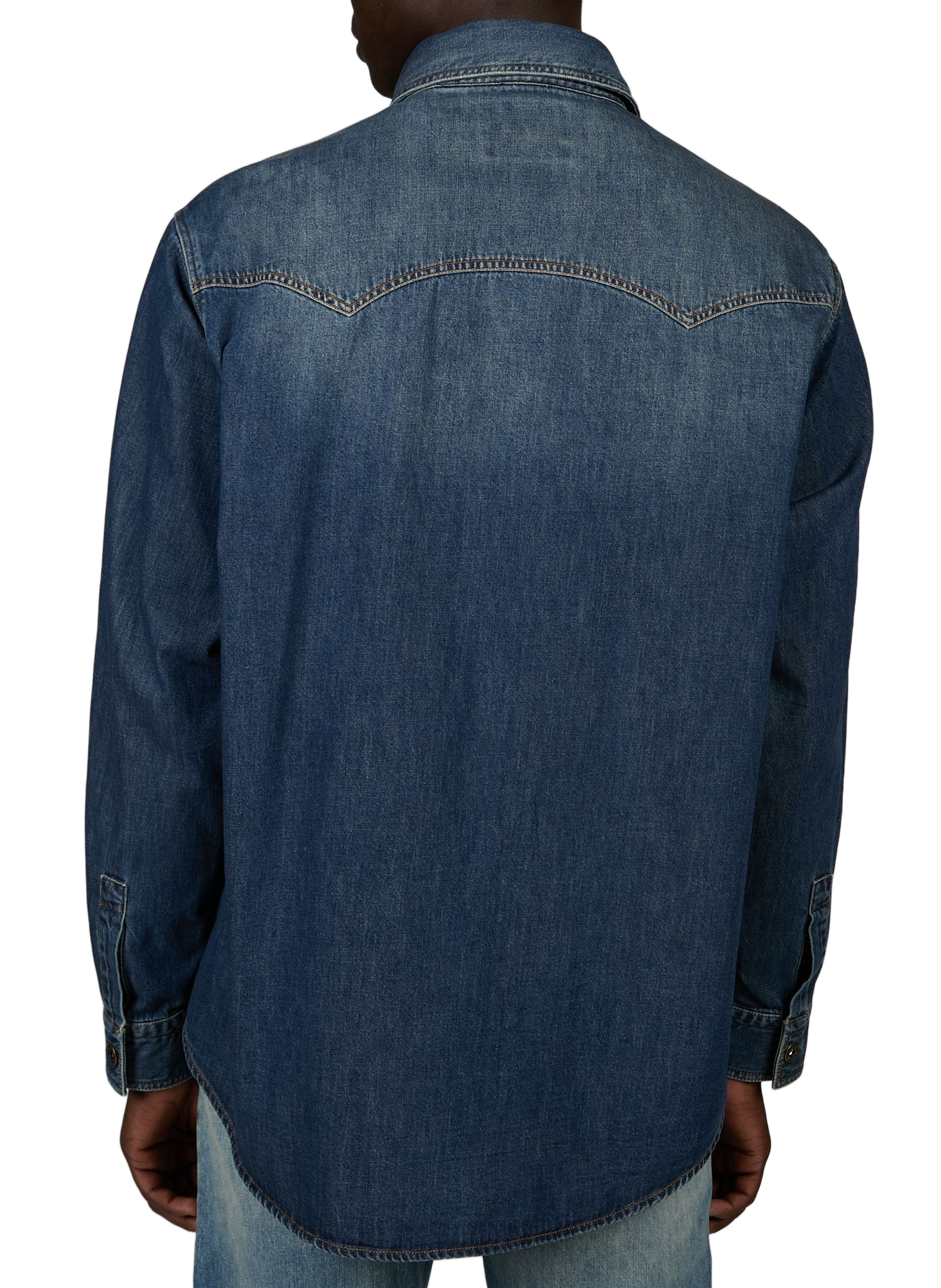 Oversized cotton shirt with embroidered logo HUGO BLUE Blue